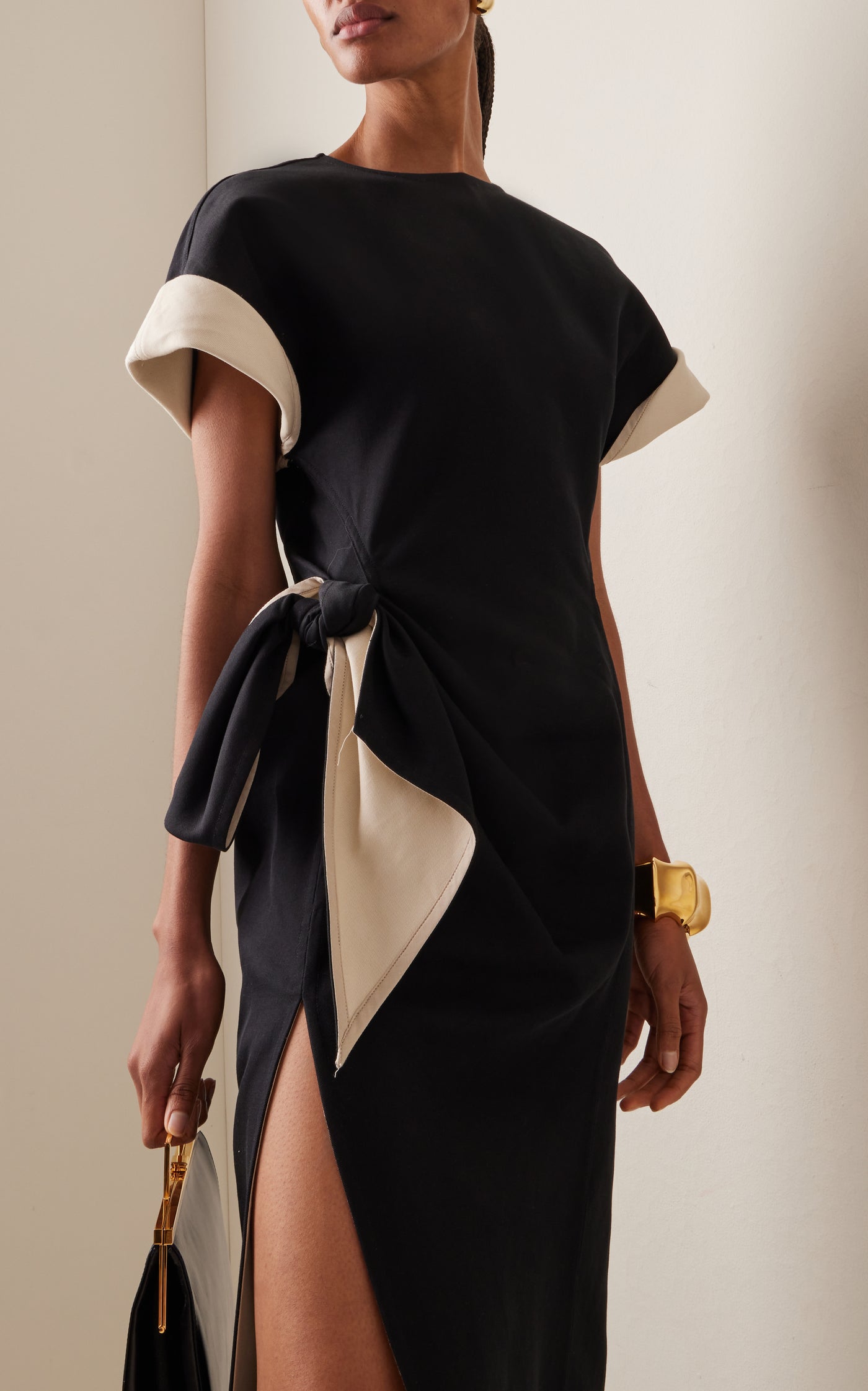 Colorblocked Cotton-Blend Midi Dress