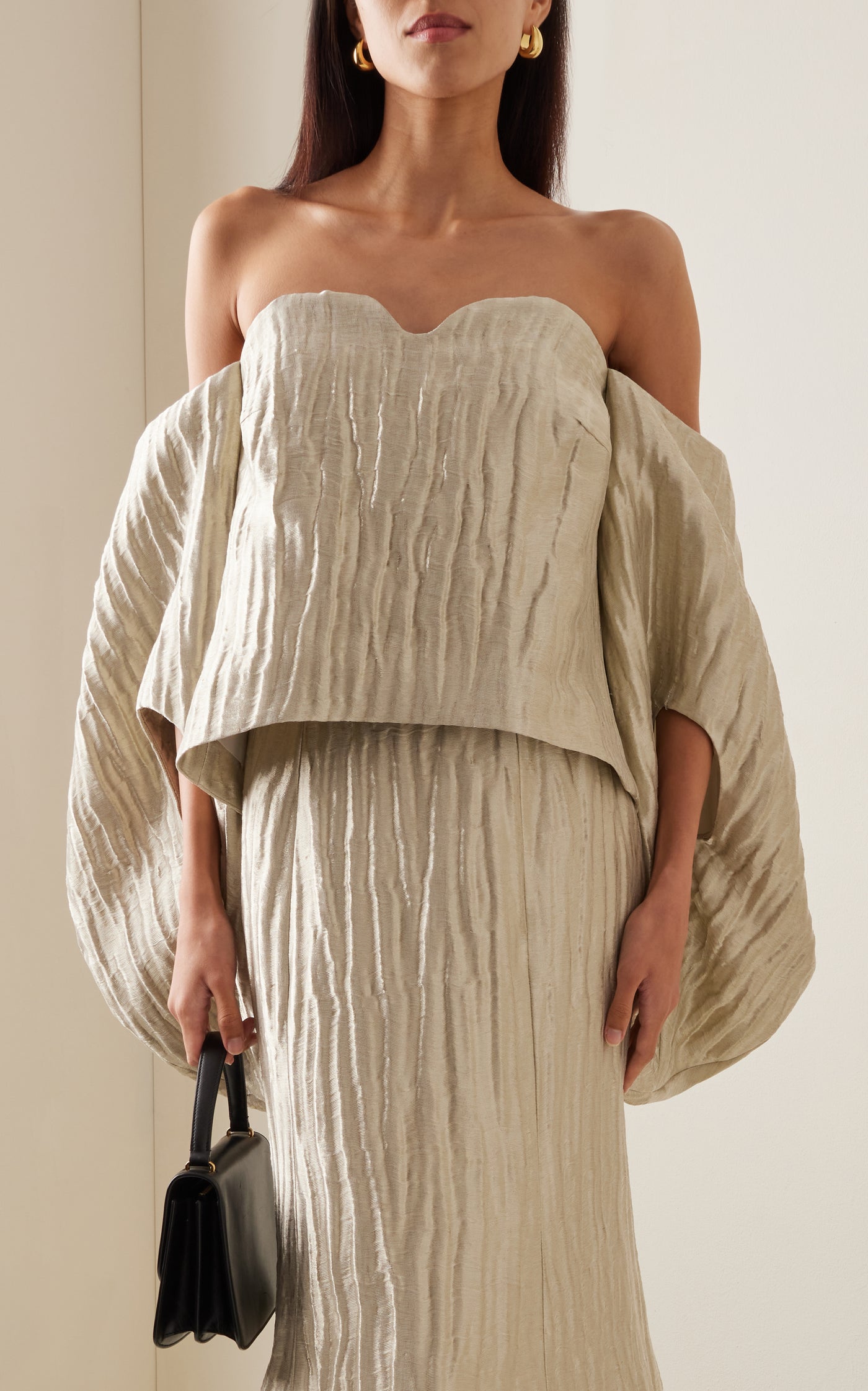 Fig Draped Off-The-Shoulder Silk-Blend Top