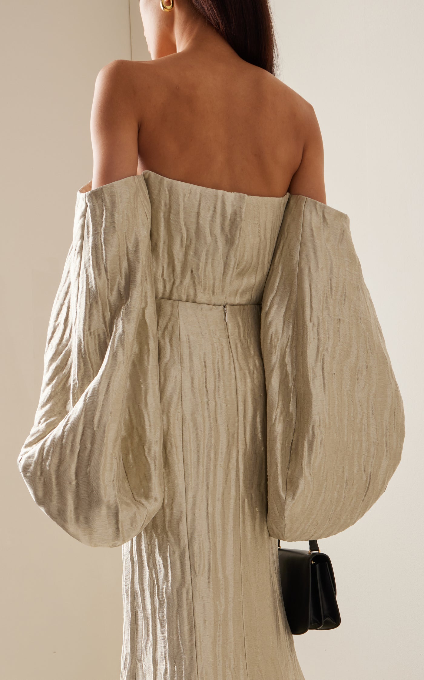Fig Draped Off-The-Shoulder Silk-Blend Top