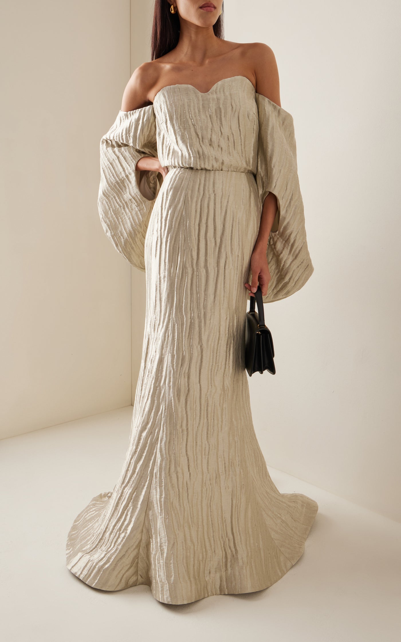 Fig Draped Off-The-Shoulder Silk-Blend Top