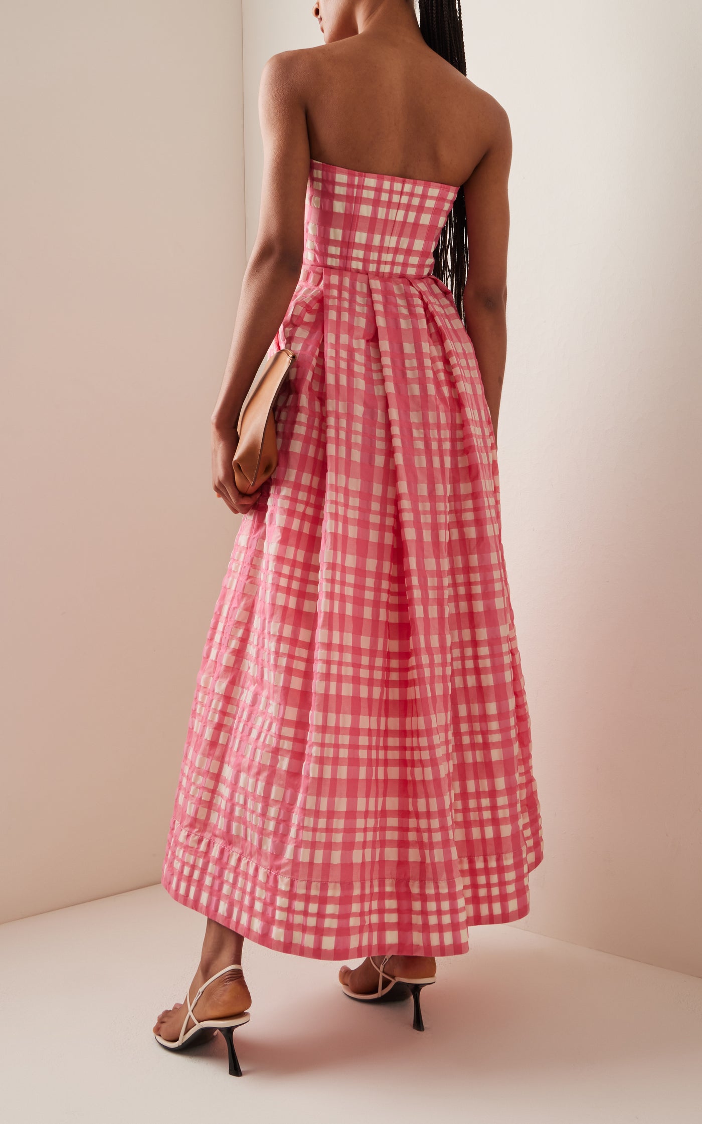 Oh Oh Livia's Strapless Gingham Midi Dress