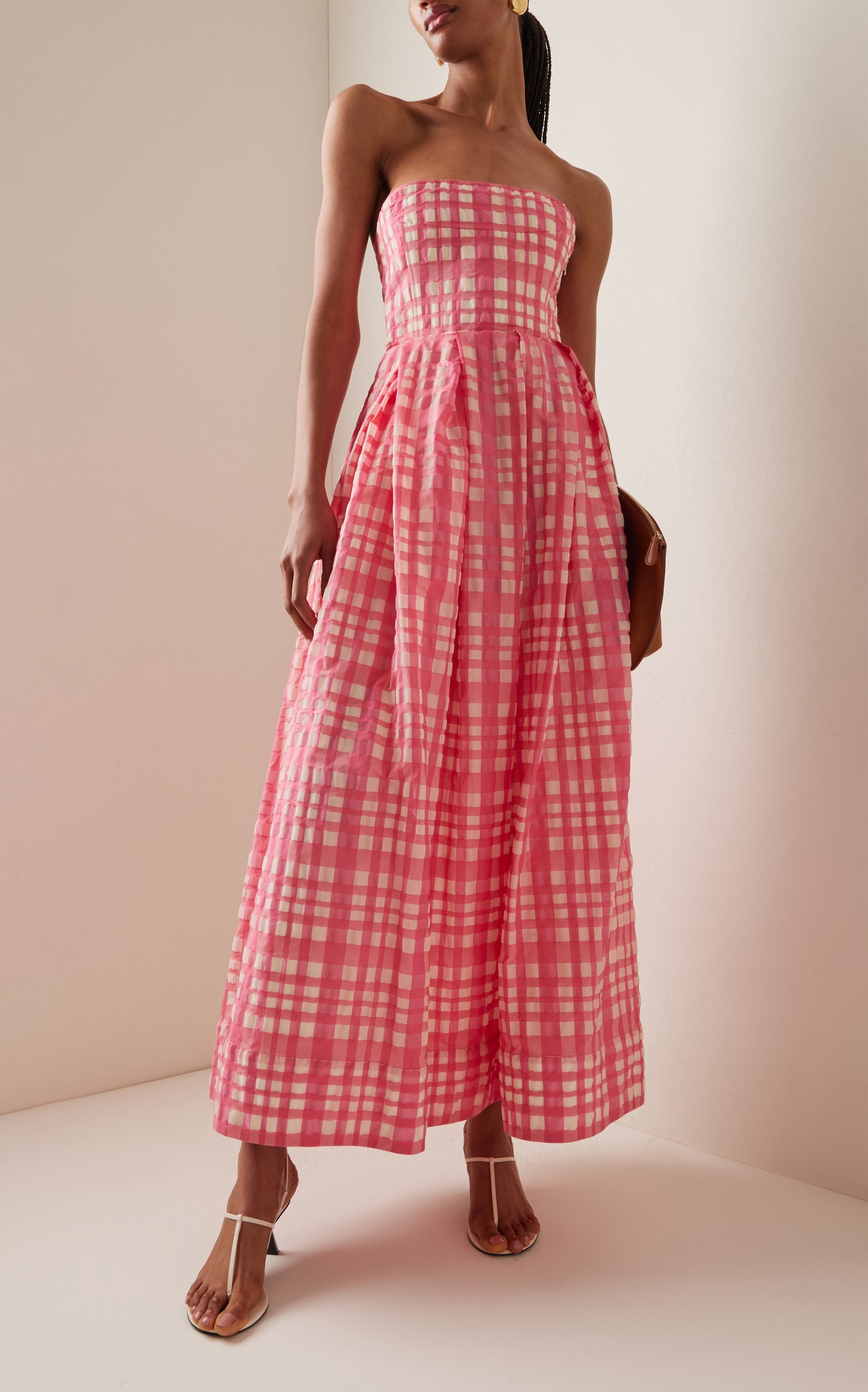 Oh Oh Livia's Strapless Gingham Midi Dress