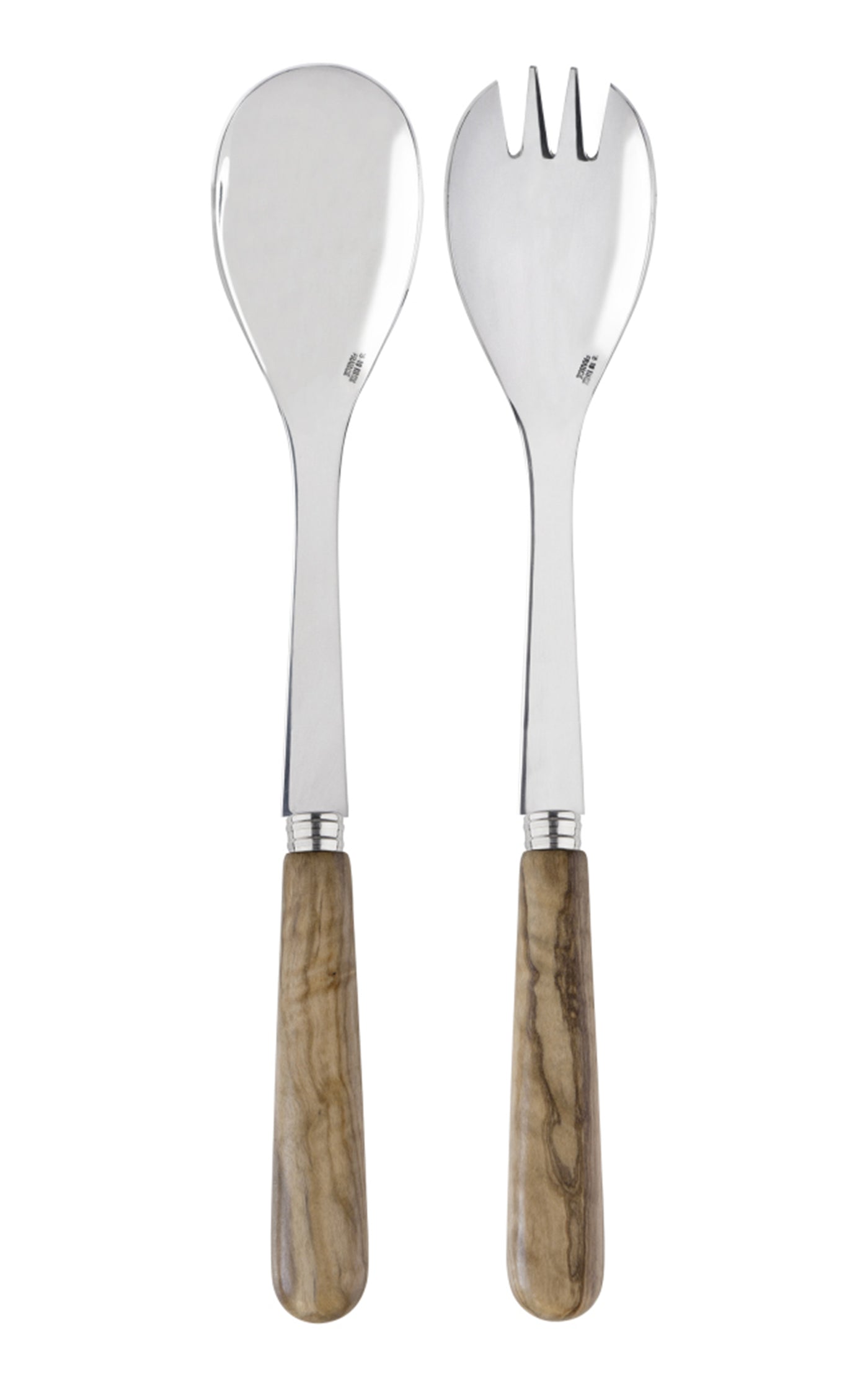 Lavandou Two-Piece Stainless Steel and Wood Salad Set