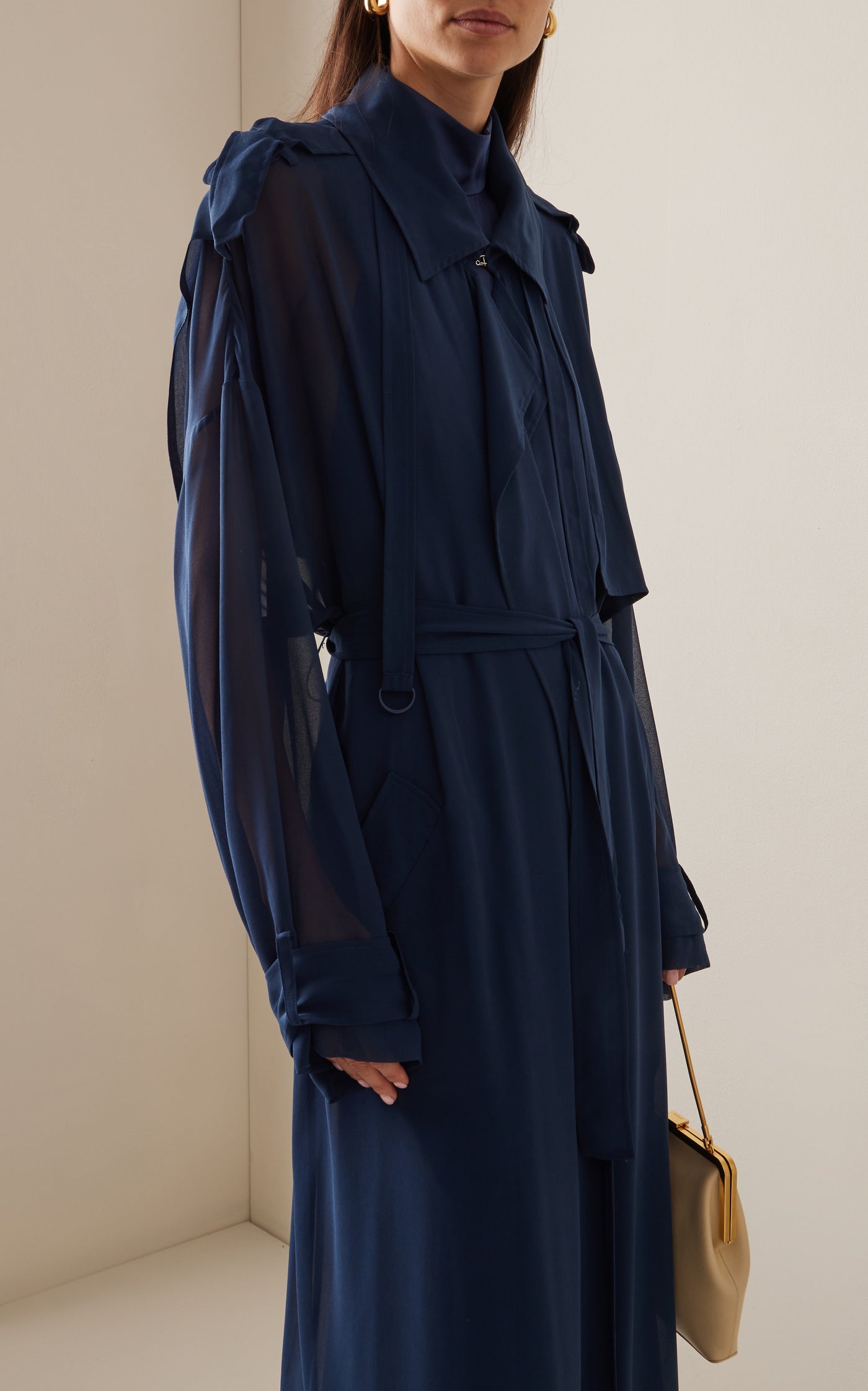 Sheer Georgette Trench Coat