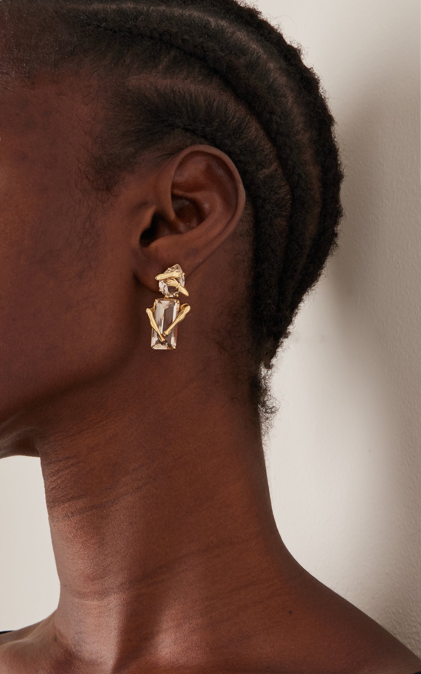 Legs 18K Yellow Gold Quartz, Diamond Earrings