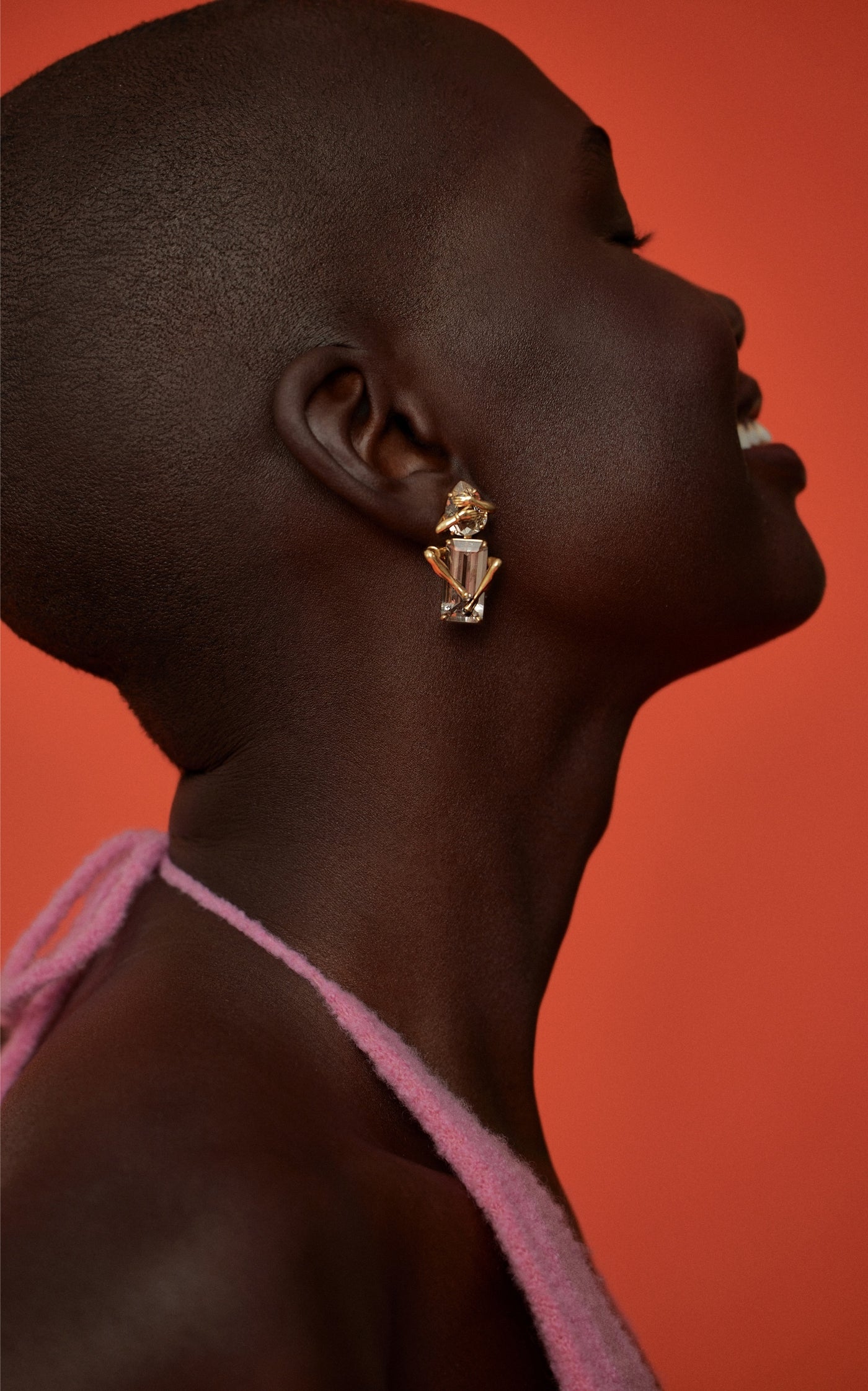 Legs 18K Yellow Gold Quartz, Diamond Earrings