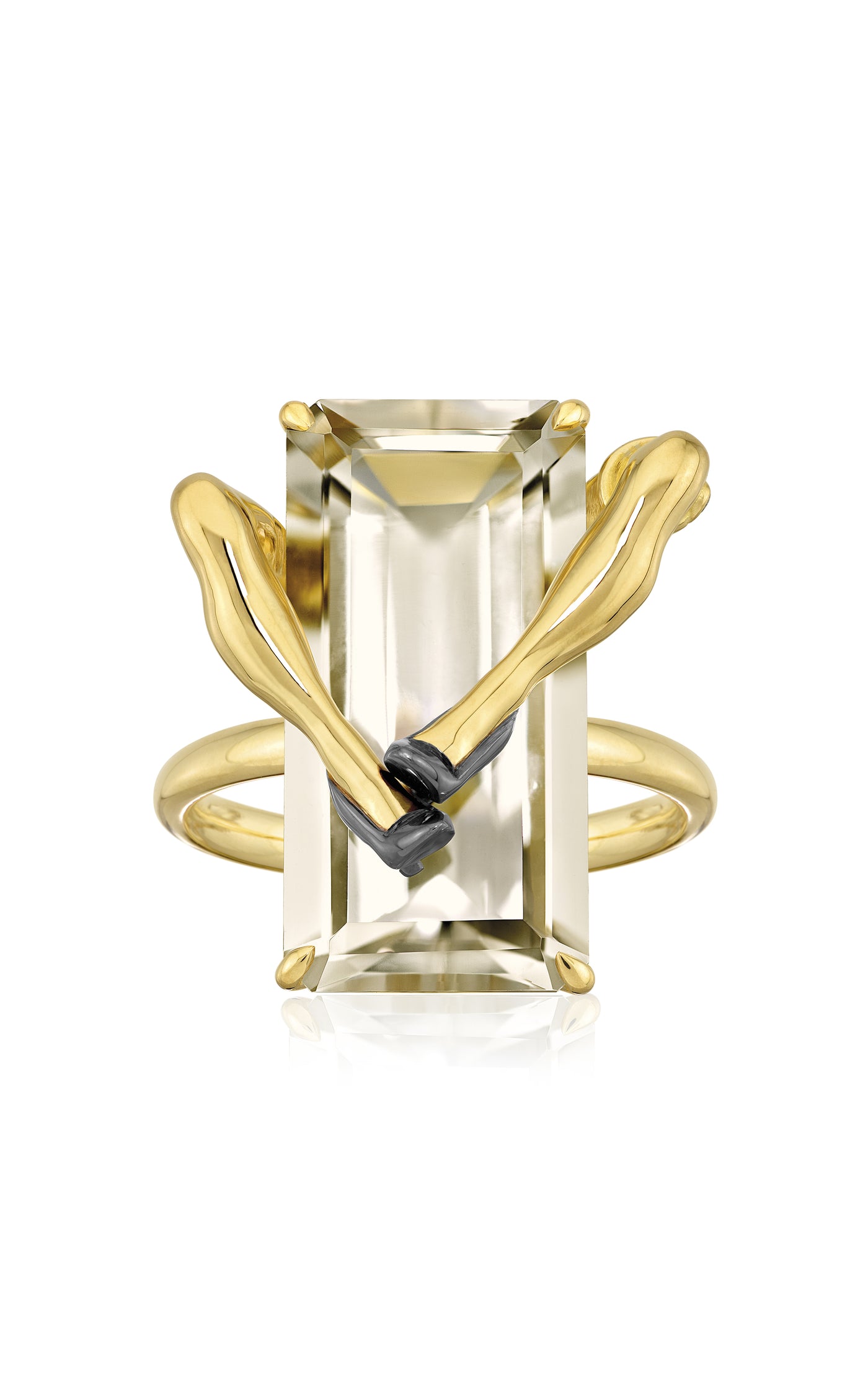 Legs 18K Yellow Gold Quartz, Diamond Ring