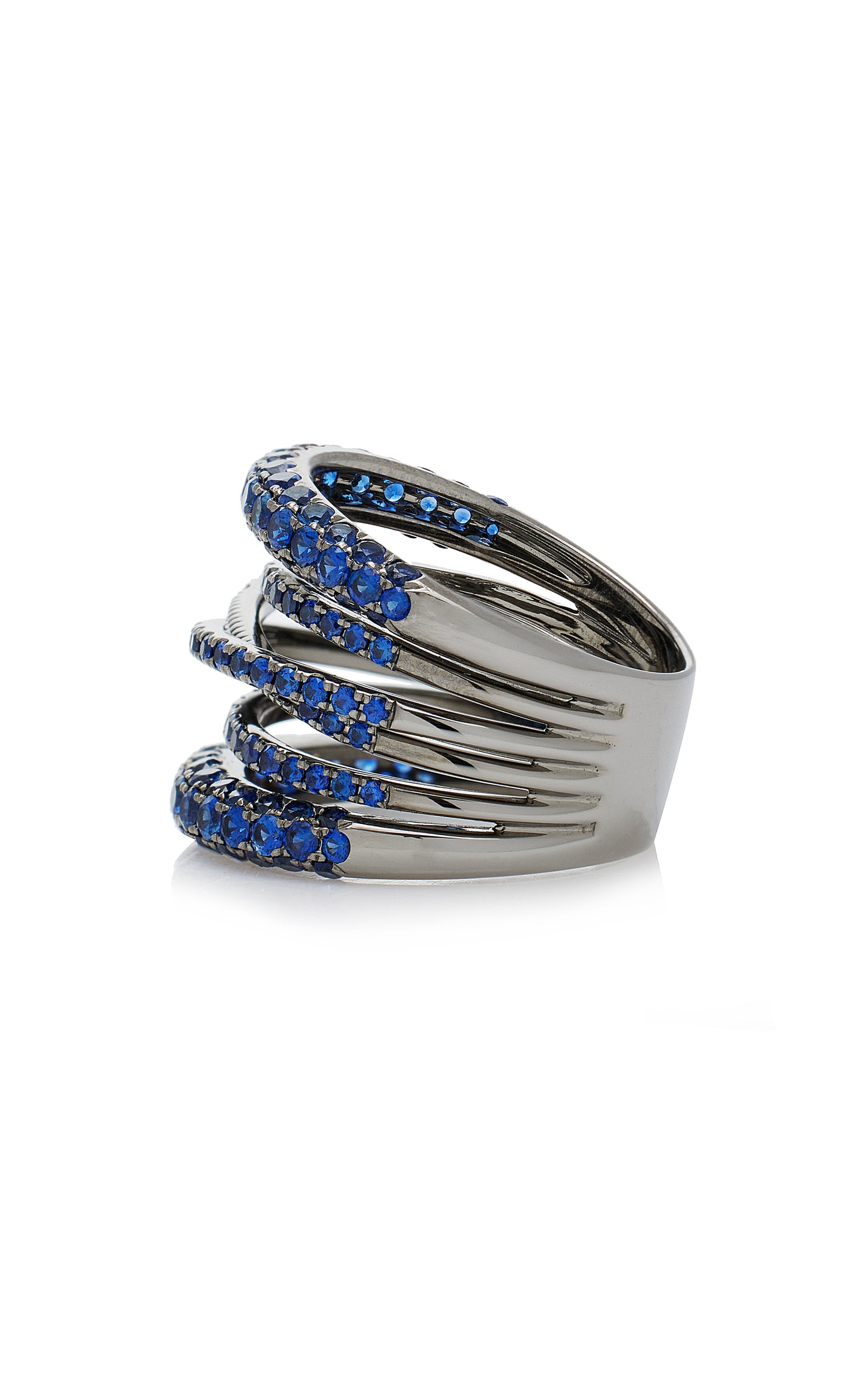 18K White Gold Scribble Sapphire Ring