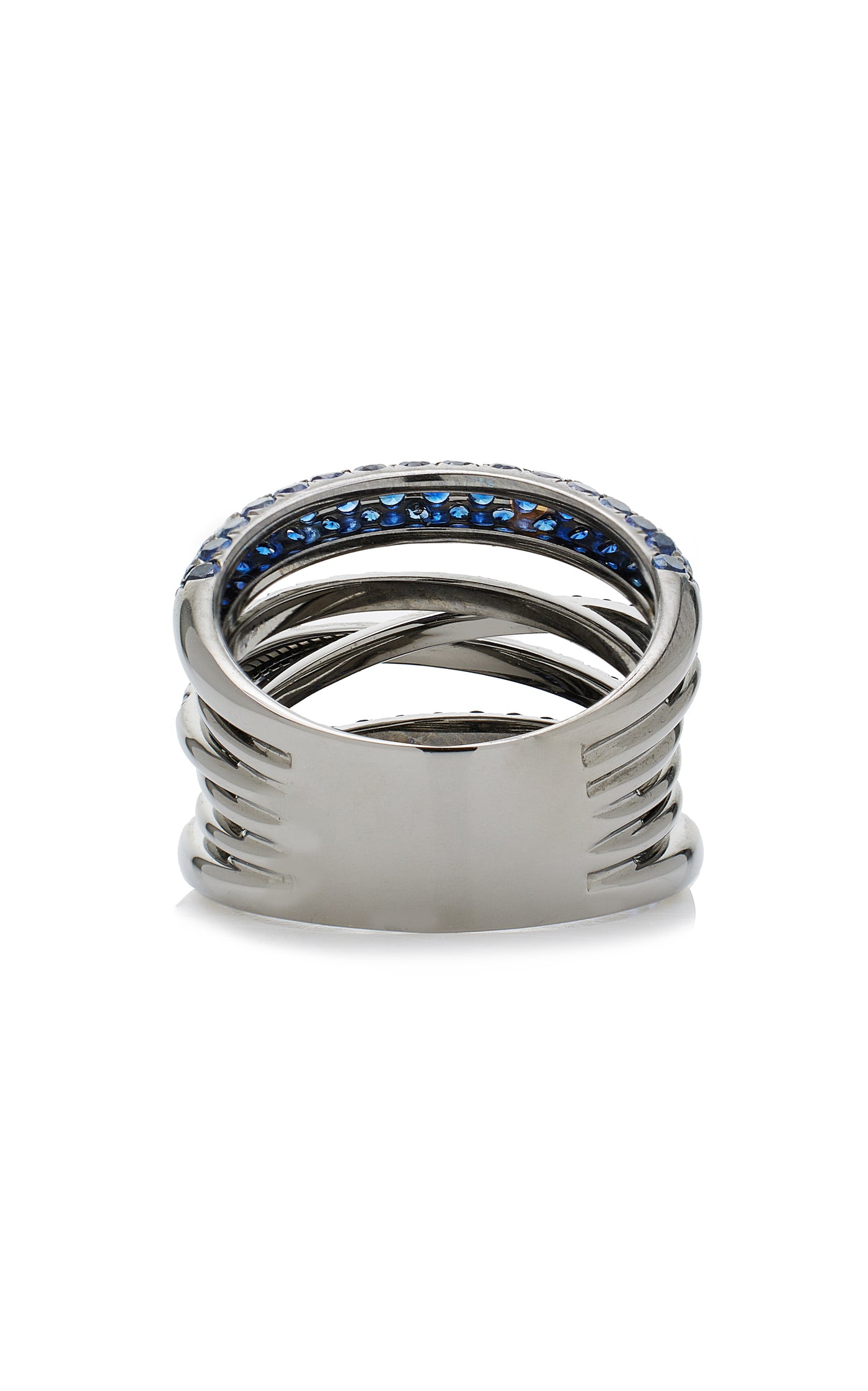 18K White Gold Scribble Sapphire Ring