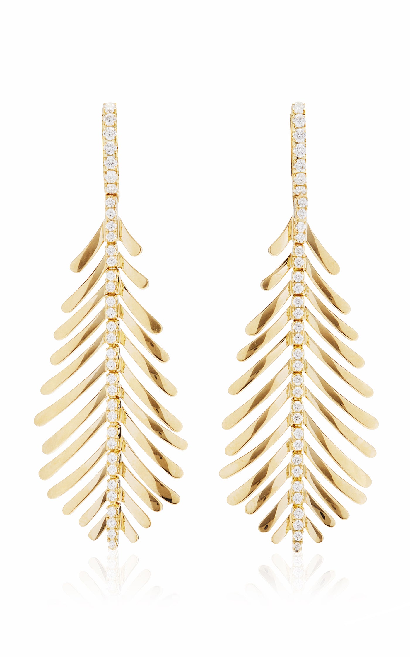 Plume 18K Yellow Gold Diamond Earrings
