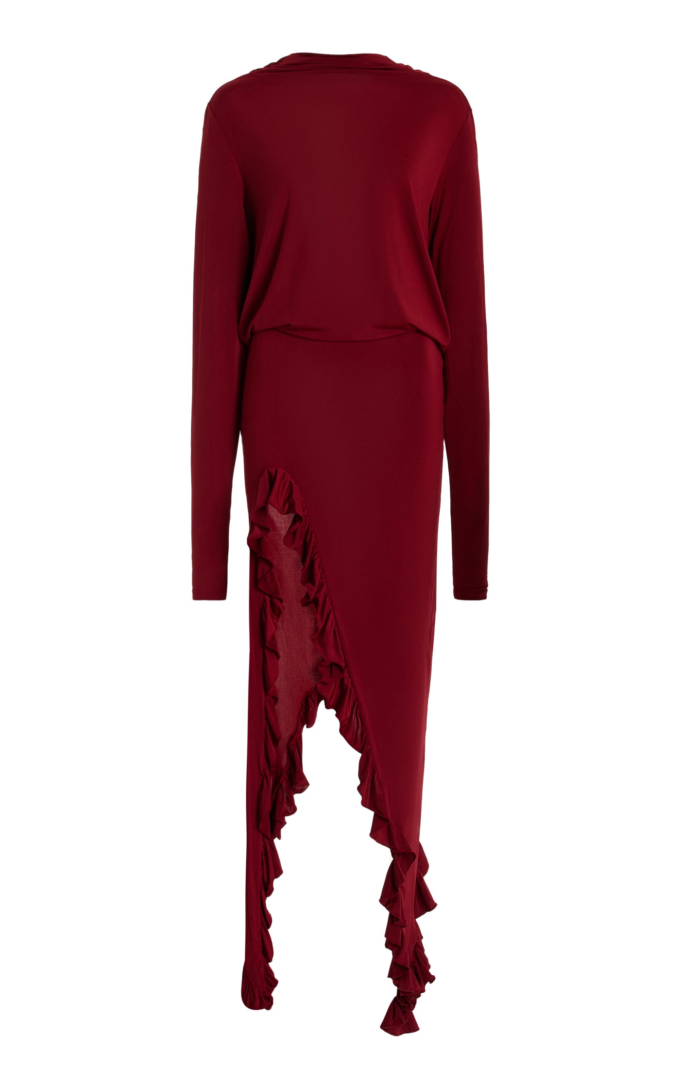 Alea Ruffled Cowl-Back Midi Dress