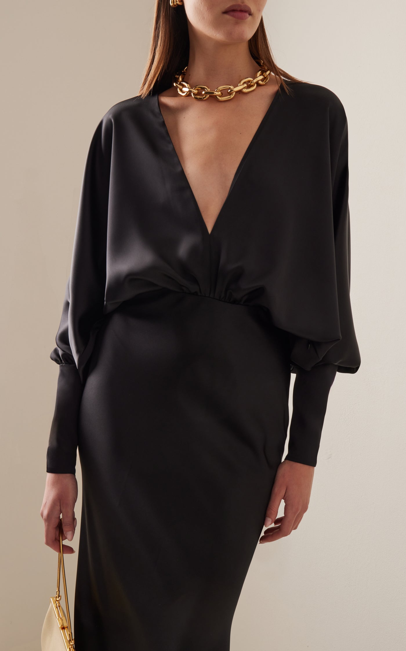 Draped Satin Maxi Dress