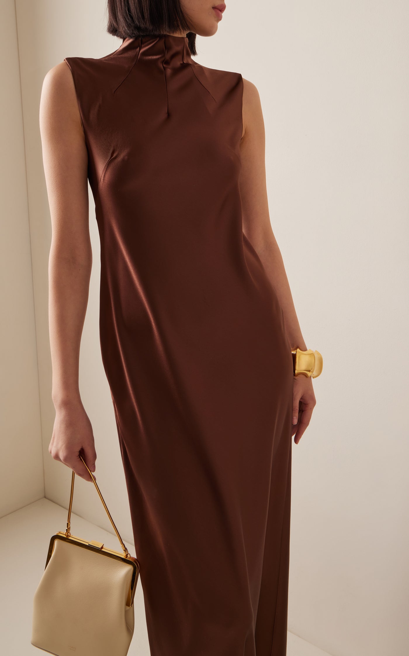 Turtleneck Satin Maxi Dress