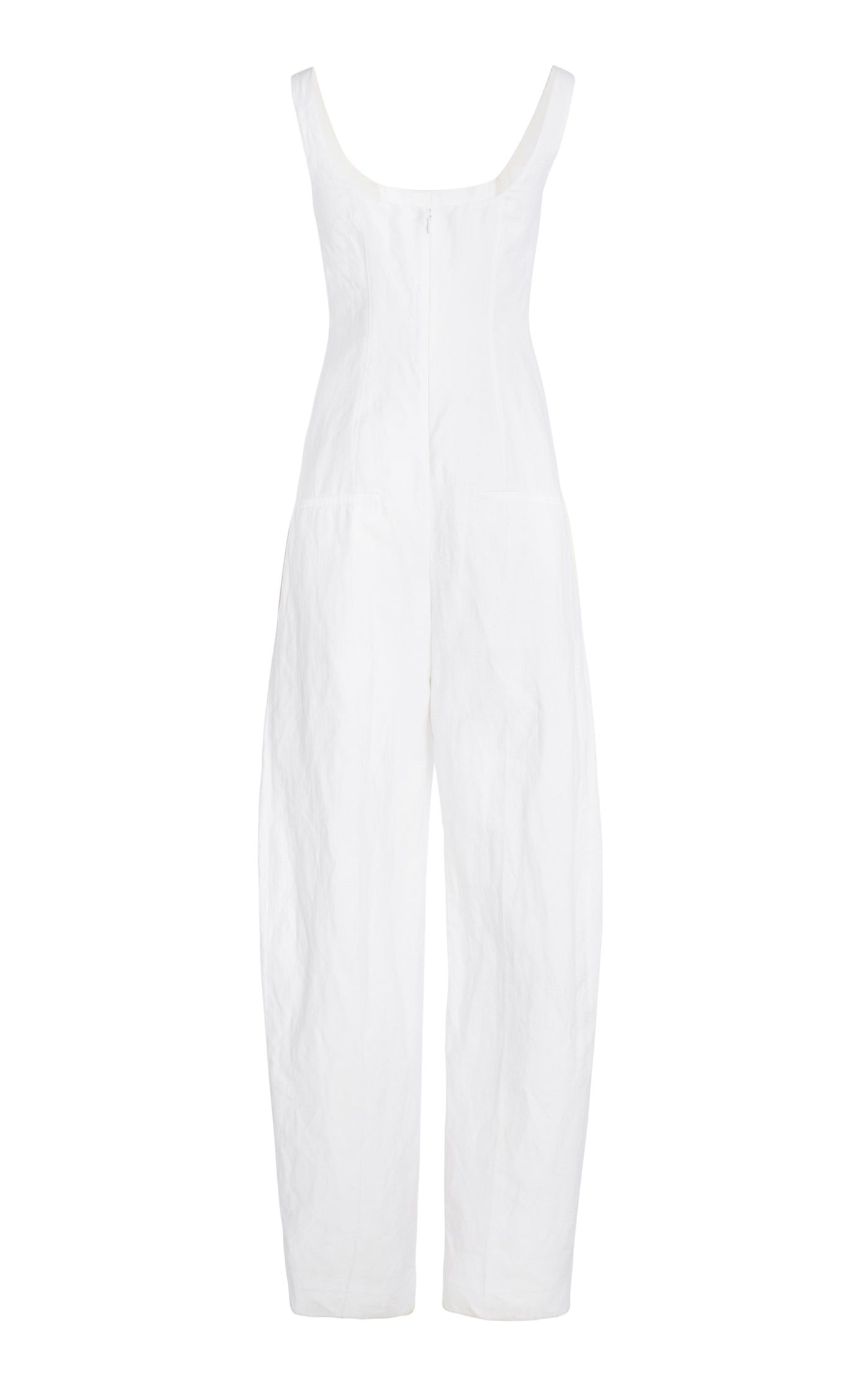 Pleated Linen-Cotton Corset Jumpsuit