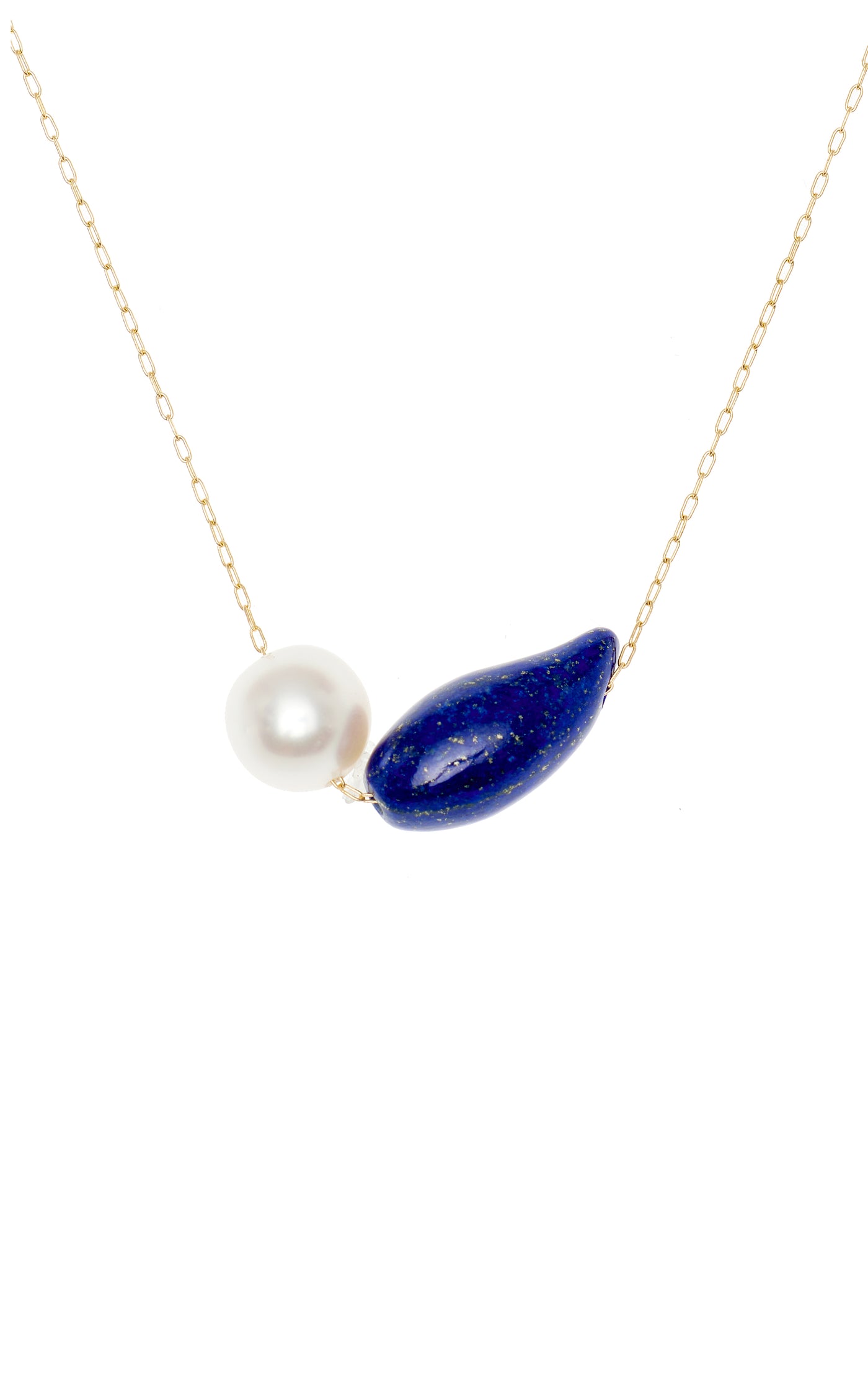 18K Yellow Gold Lapis And Tahitian Pearl Necklace