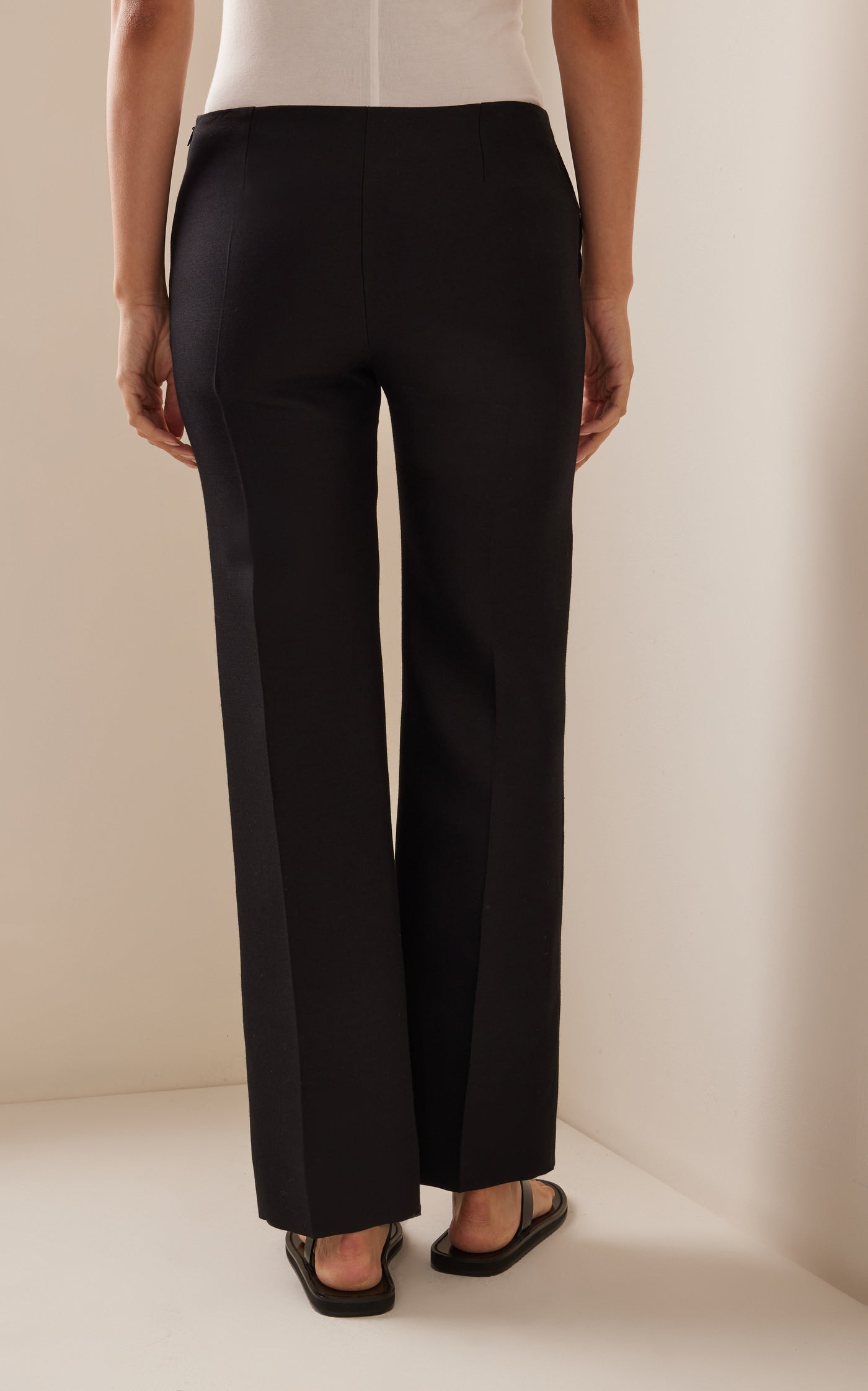 Flame Low-Waisted Wool-Silk Straight-Leg Pants