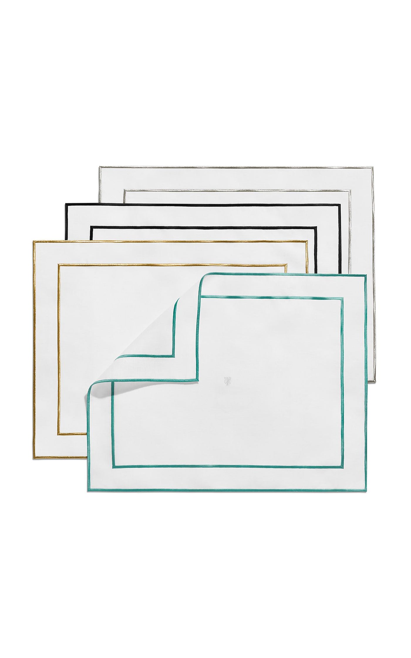 Set-of-Four Small Embroidered Linen Placemats