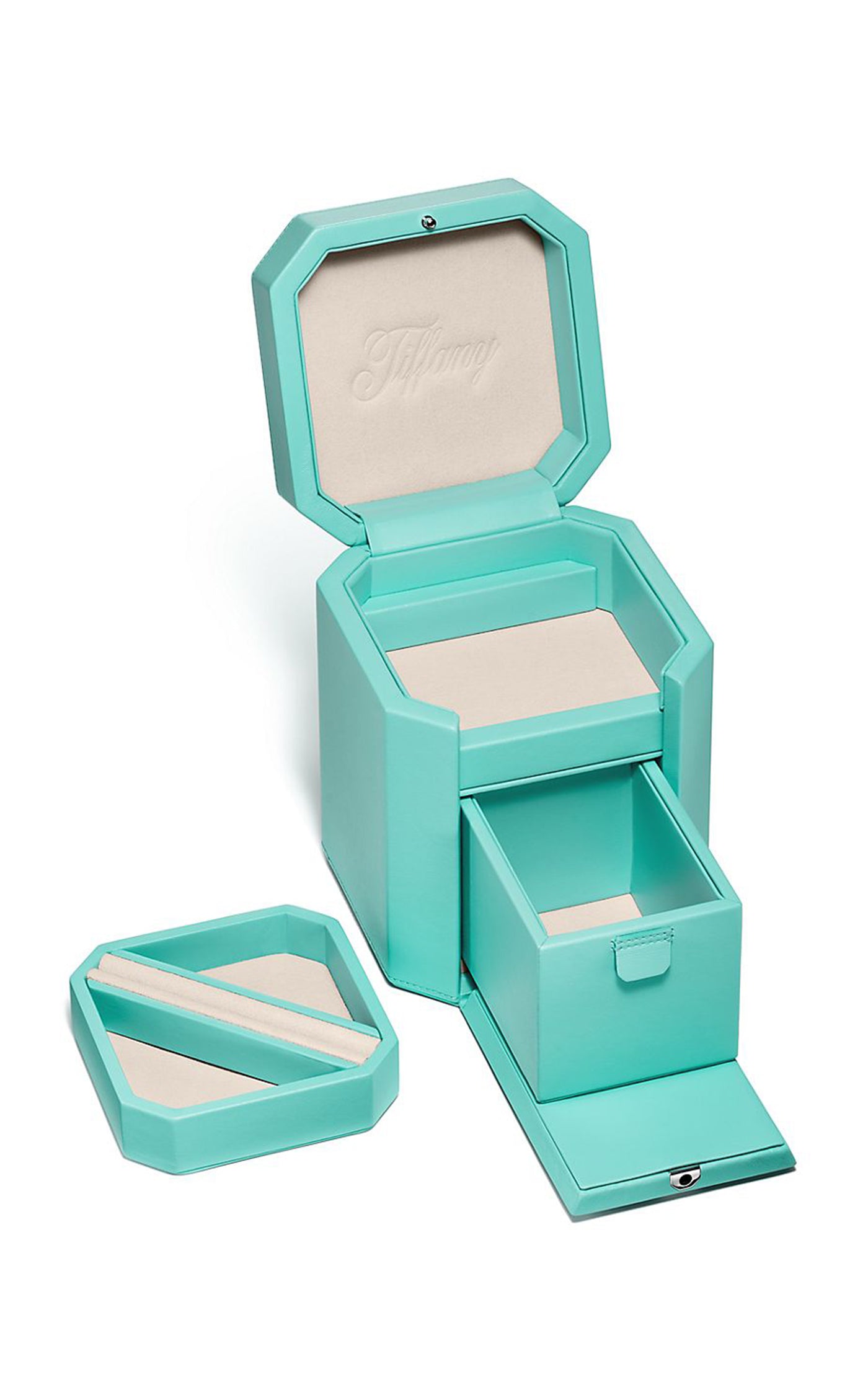 Tall Facets Leather Jewelry Box
