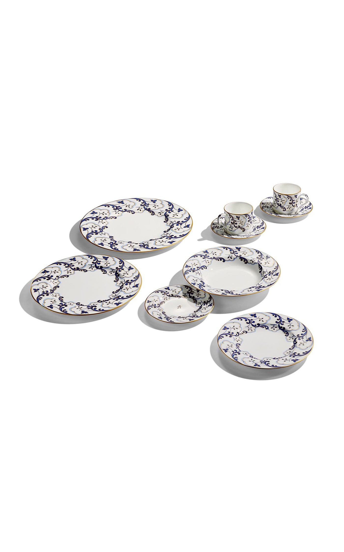 Set-of-Two Valse Bleue Bone China Tea Cup and Saucers