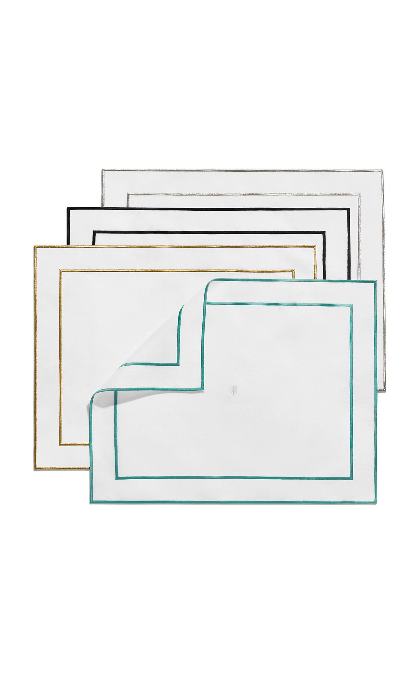 Set-of-Four Small Embroidered Linen Placemats