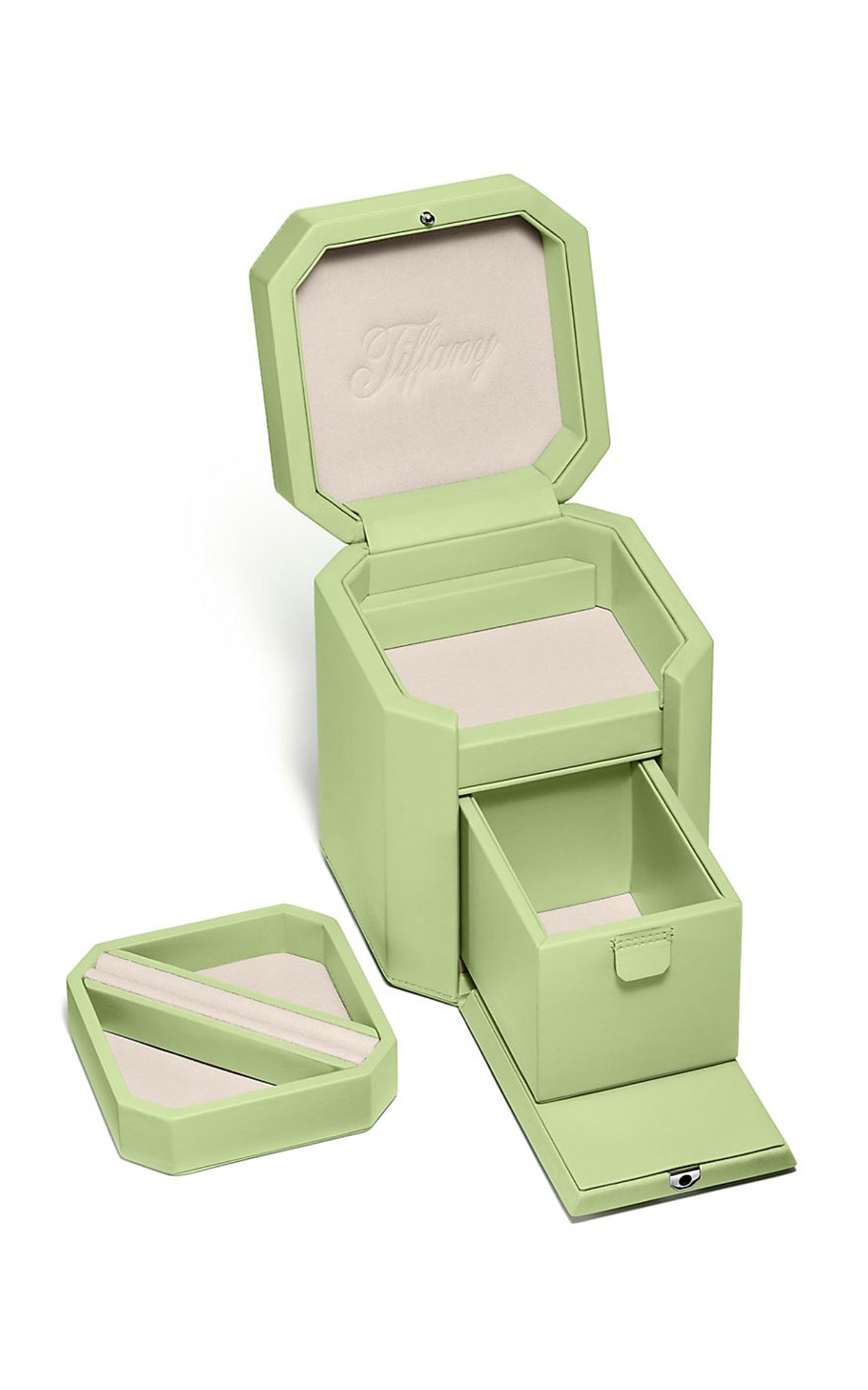 Tall Facets Leather Jewelry Box