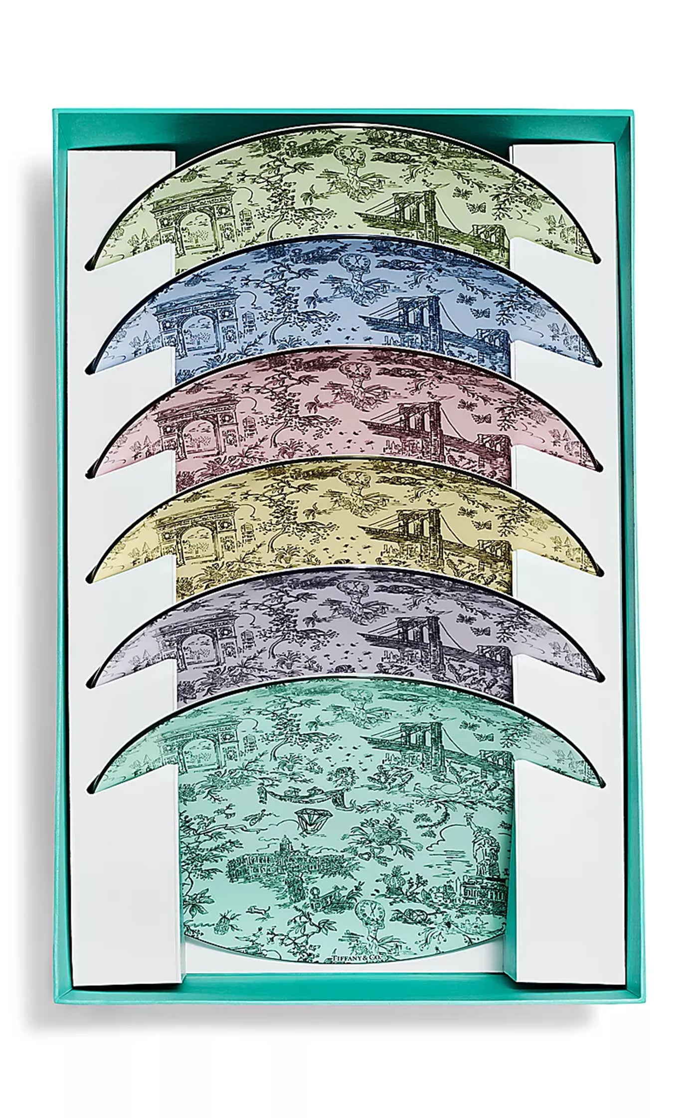 Toile Set-of-Six Bone China Dessert Plates