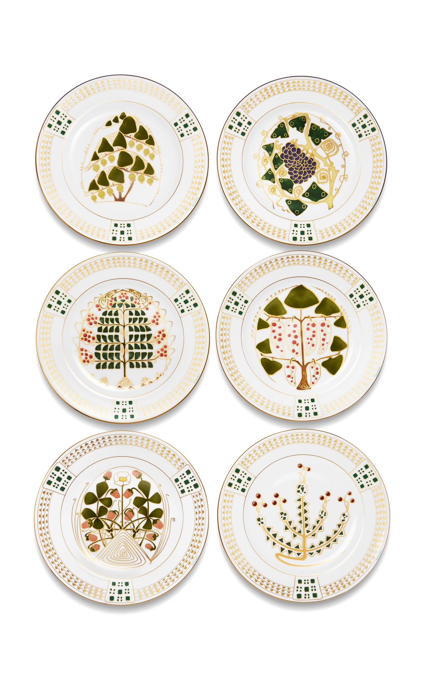 Set-of-Six Berries Bone China Dinner Plates