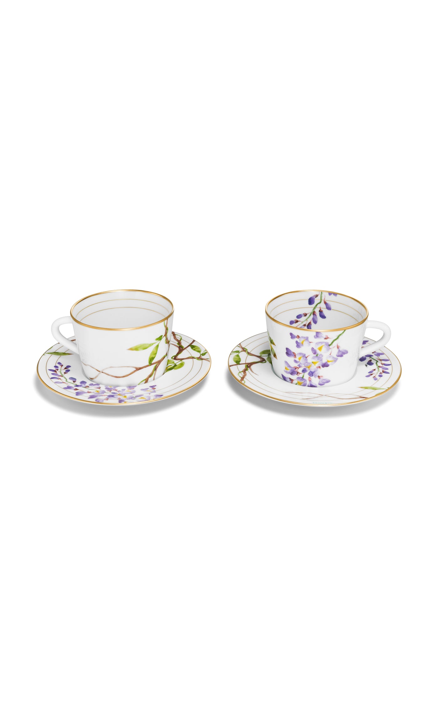 Wisteria Set-of-Two Porcelain Teacup and Saucers