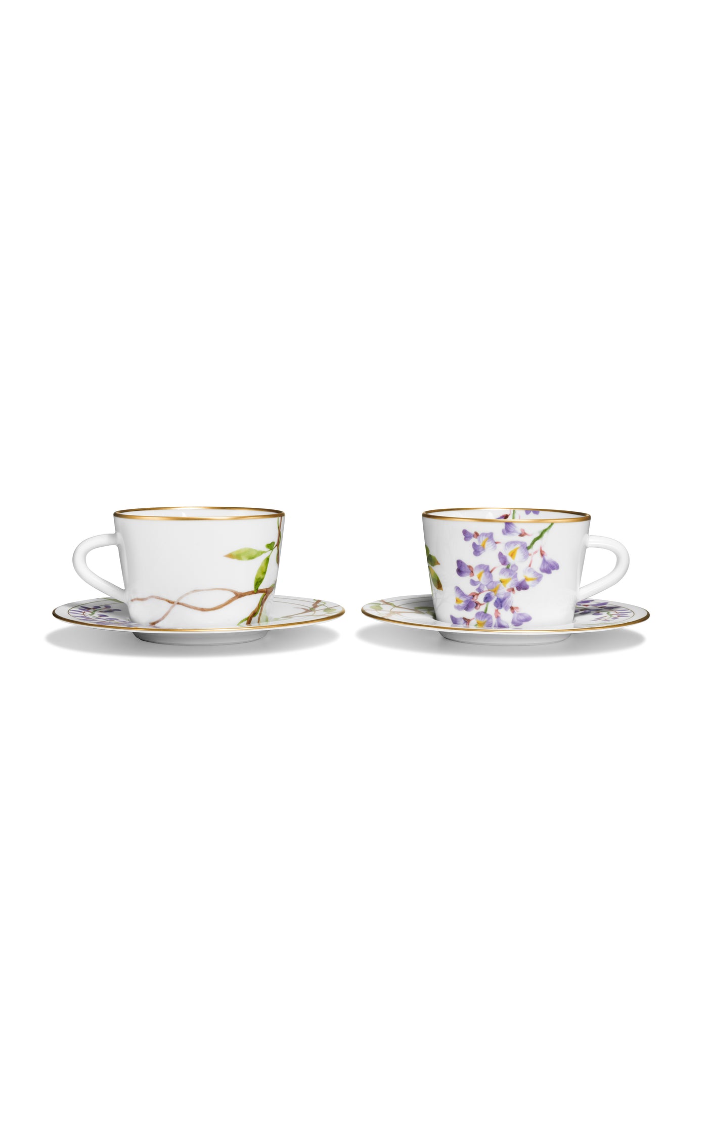 Wisteria Set-of-Two Porcelain Teacup and Saucers