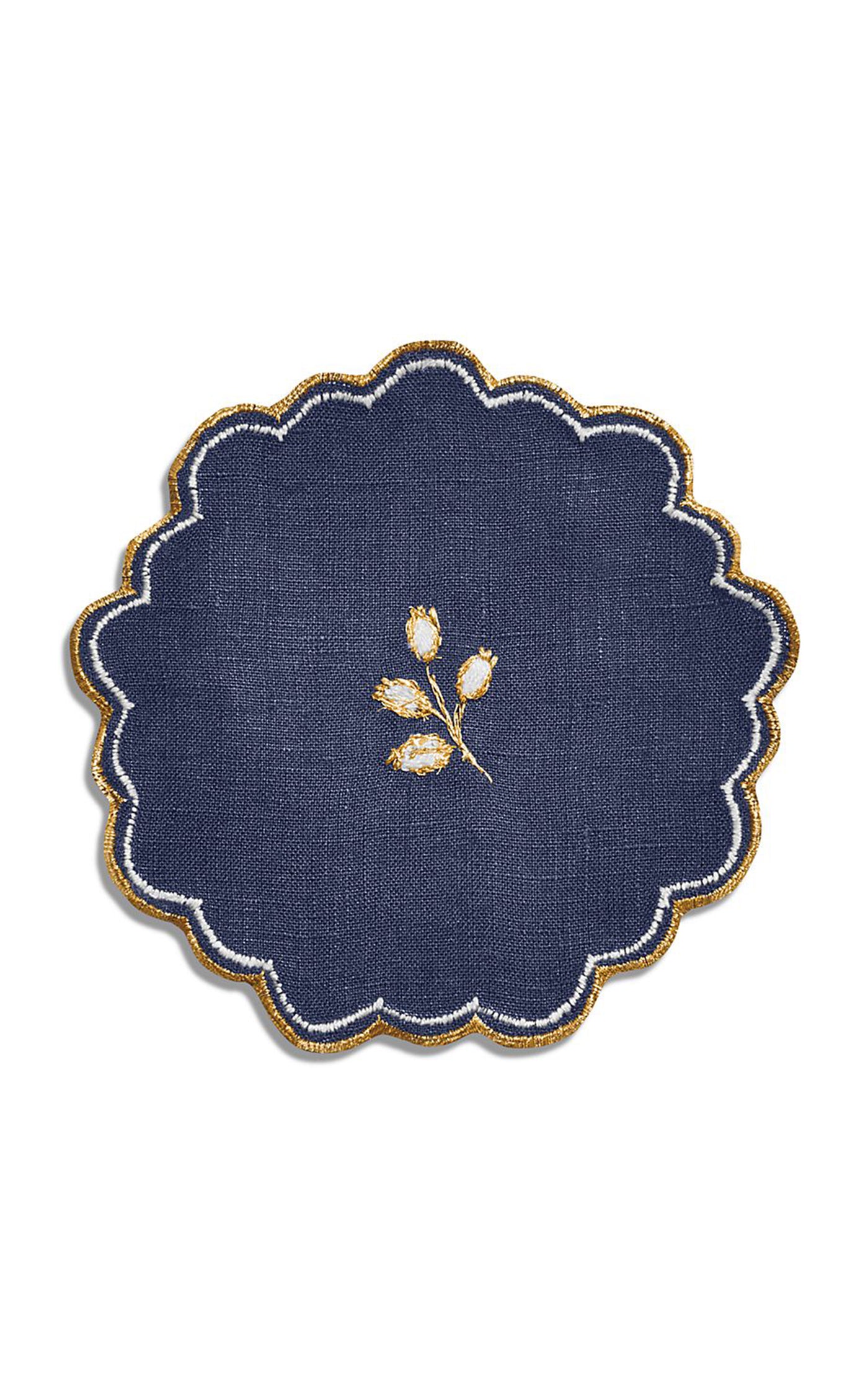 Set-of-Four Valse Bleue Embroidered Linen Coasters