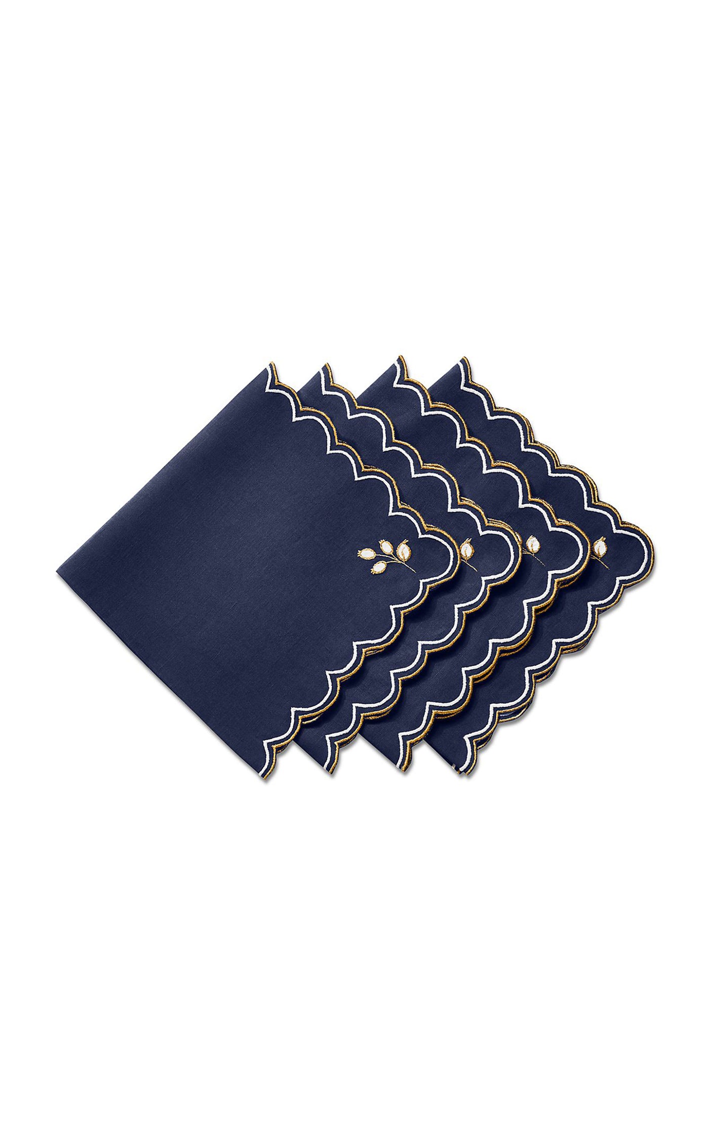 Set-of-Four Valse Bleue Embroidered Linen Napkins