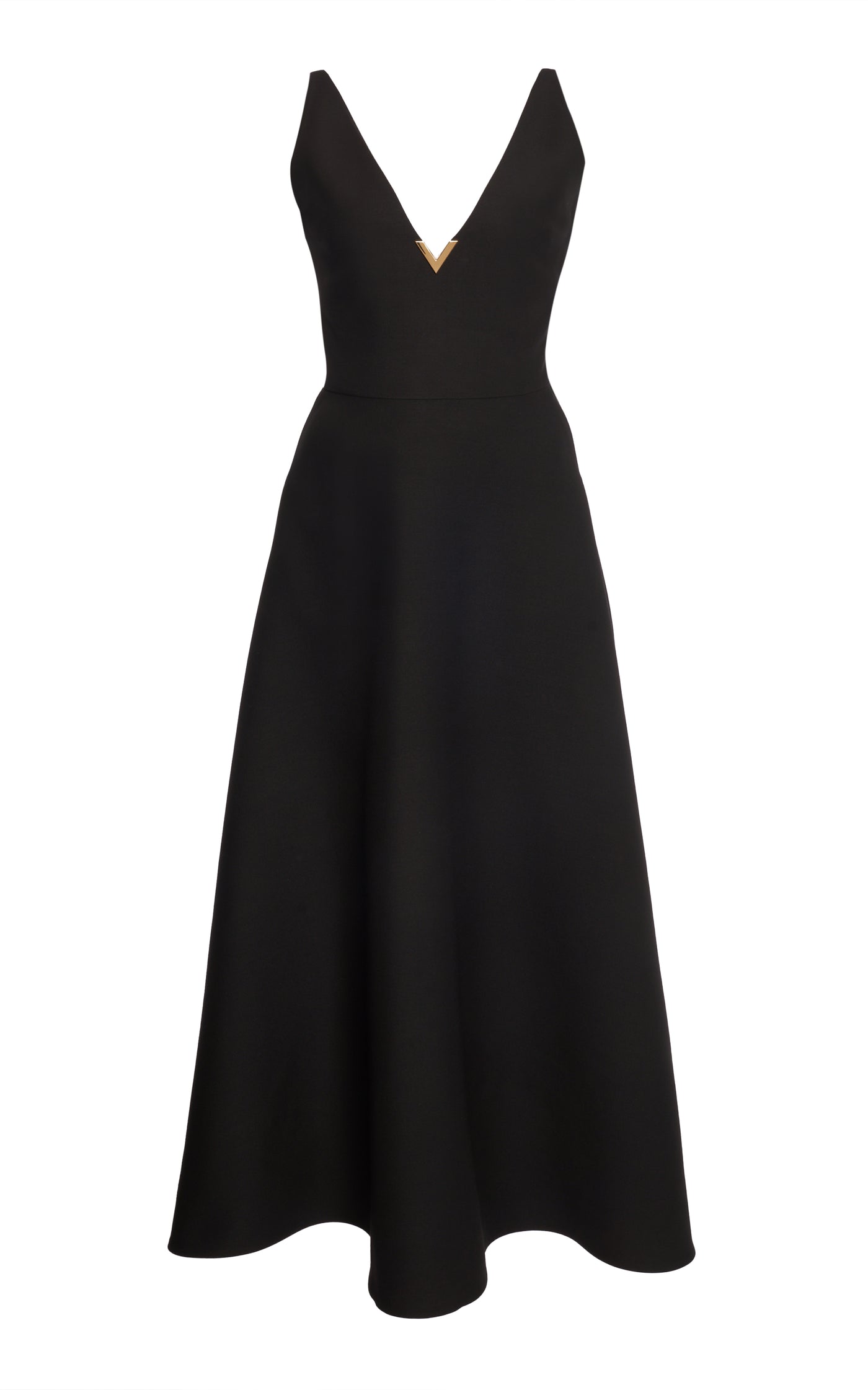 V-Neck Wool-Blend Midi Dress