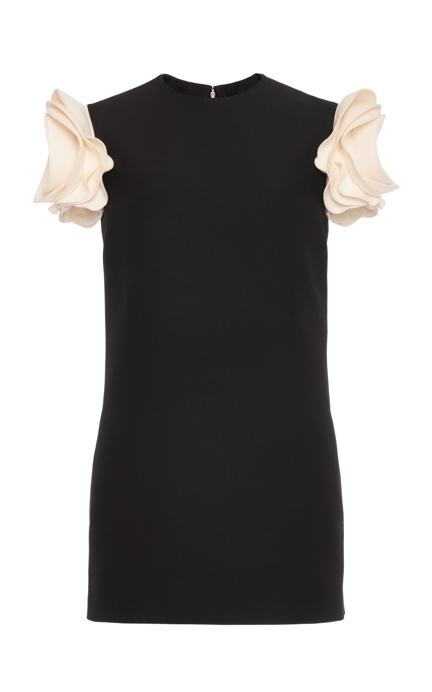 Puff-Sleeve Wool-Blend Mini Dress