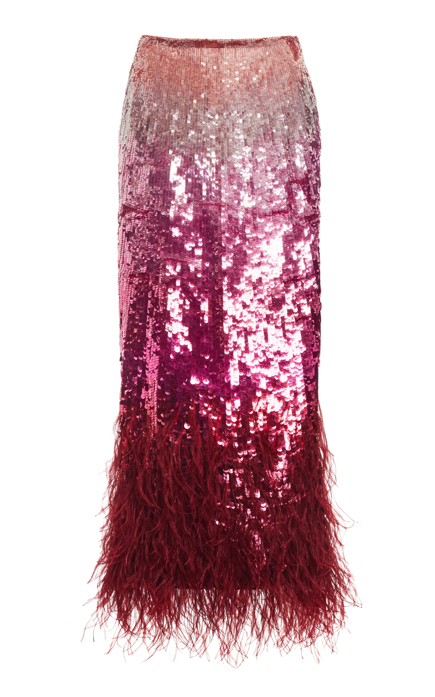 Feather-Trimmed Tulle Midi Skirt