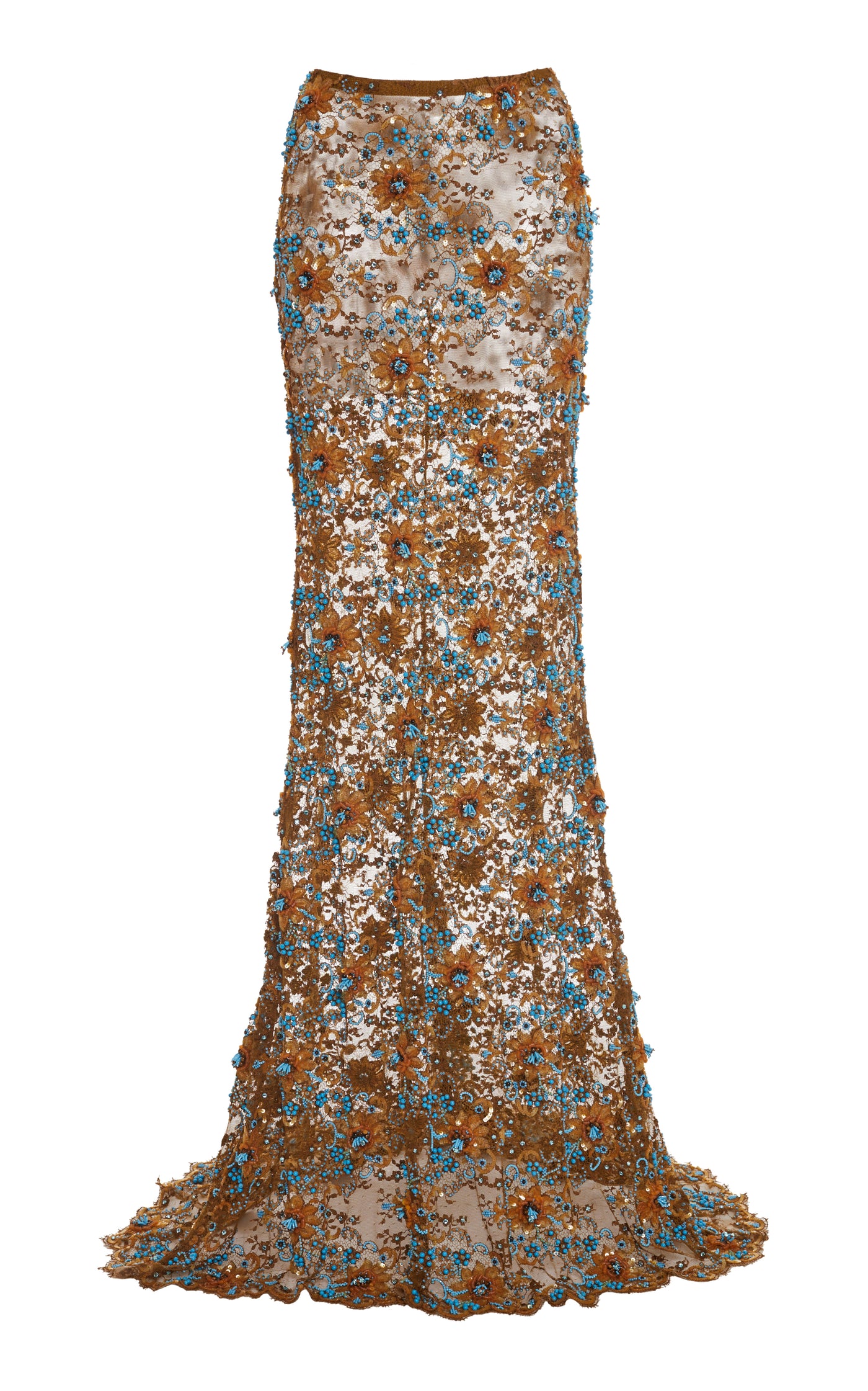 Floral-Embroidered Maxi Skirt