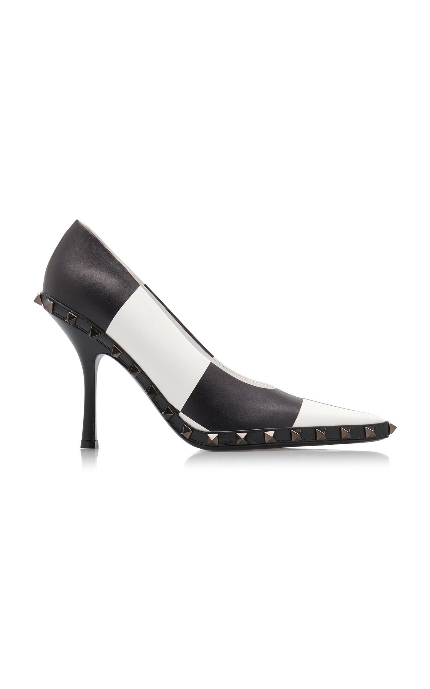 Rockstud Chess Leather Pumps