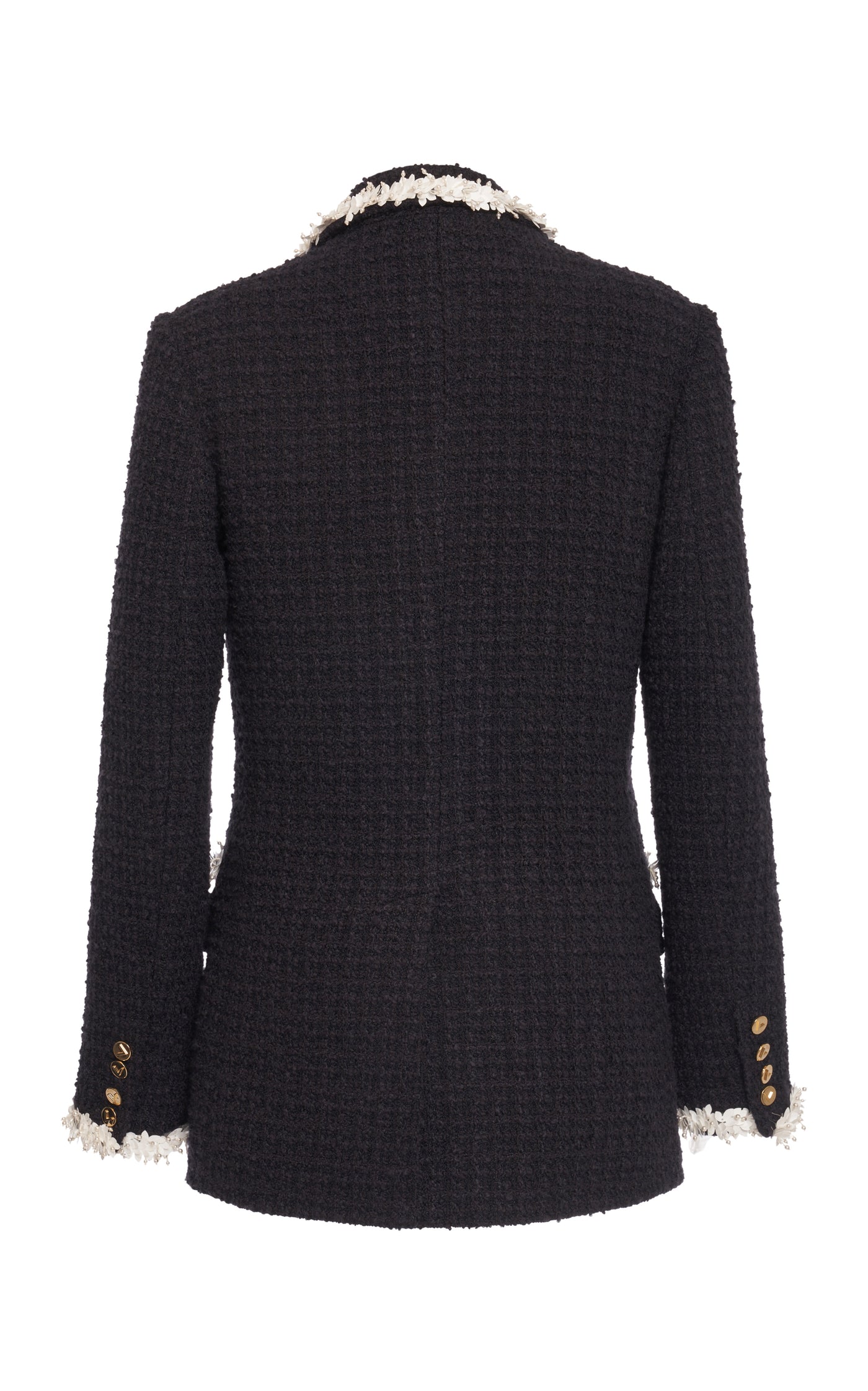 Embroidered Trim Double-Breasted Jacket