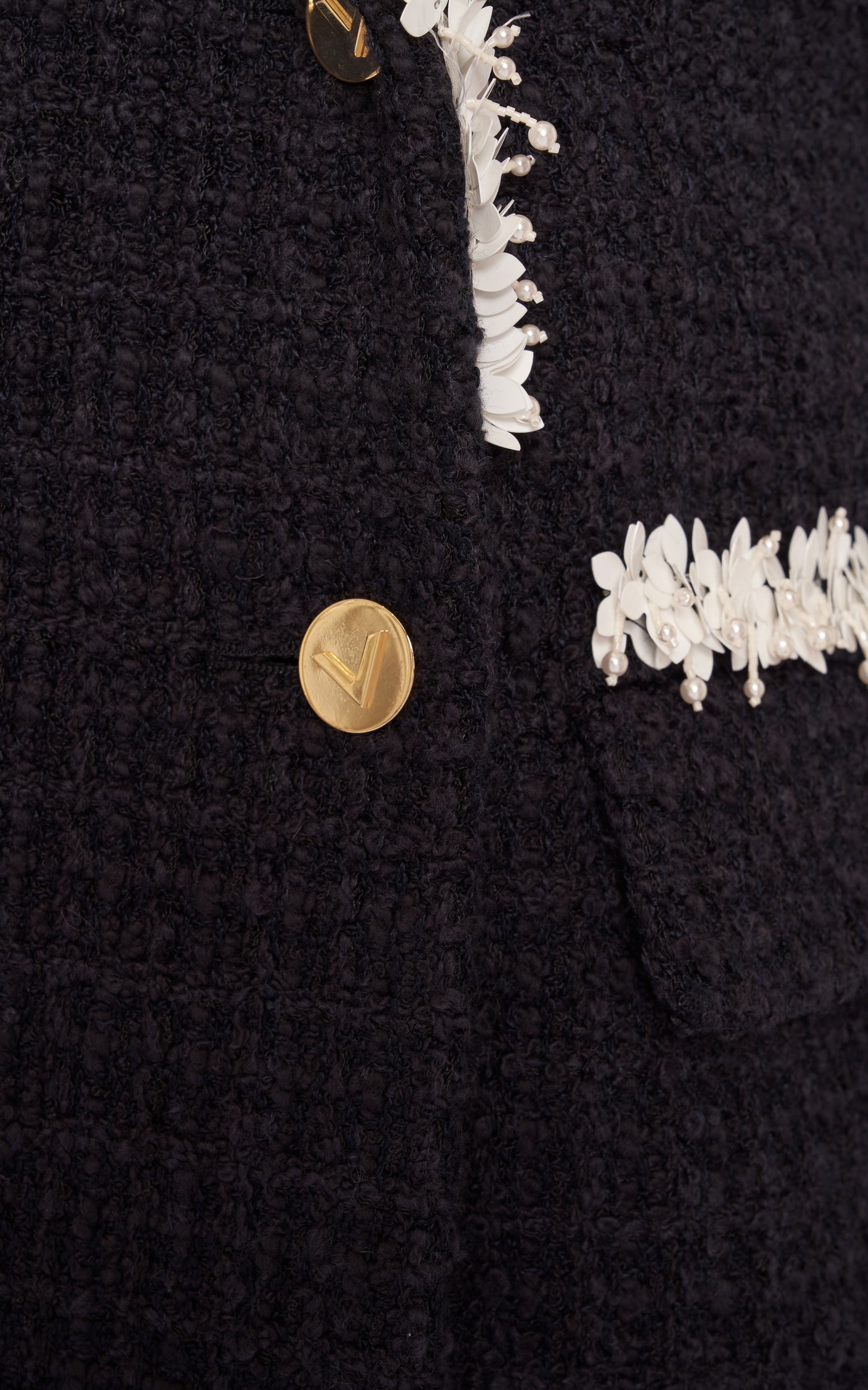 Embroidered Trim Double-Breasted Jacket