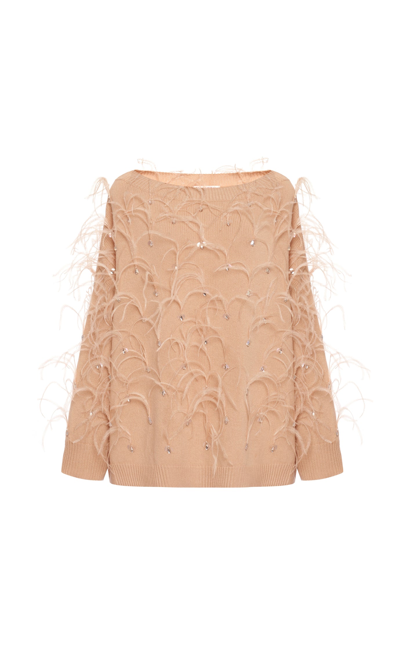 Feather-Detailed Embroidered Wool Sweater