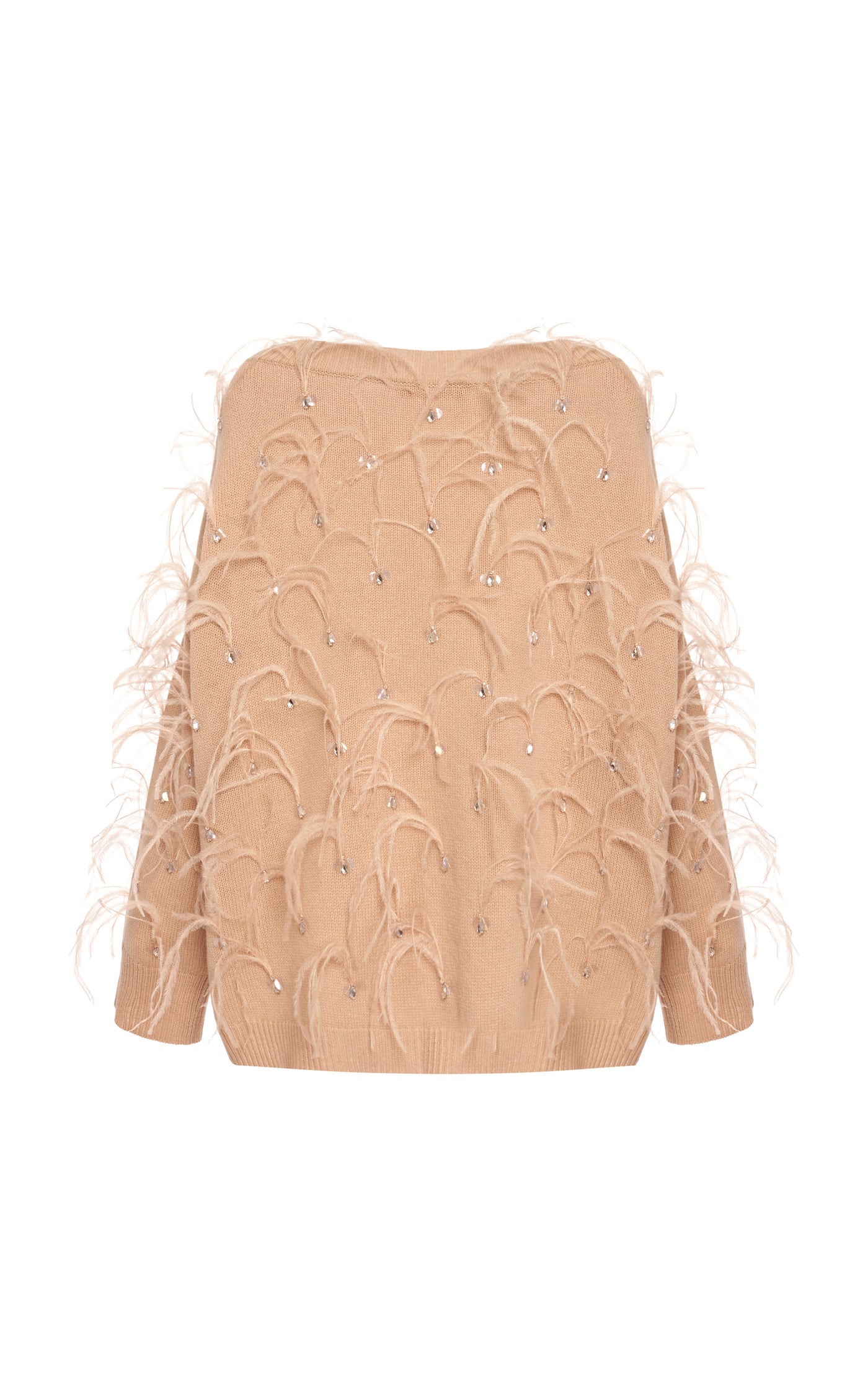 Feather-Detailed Embroidered Wool Sweater