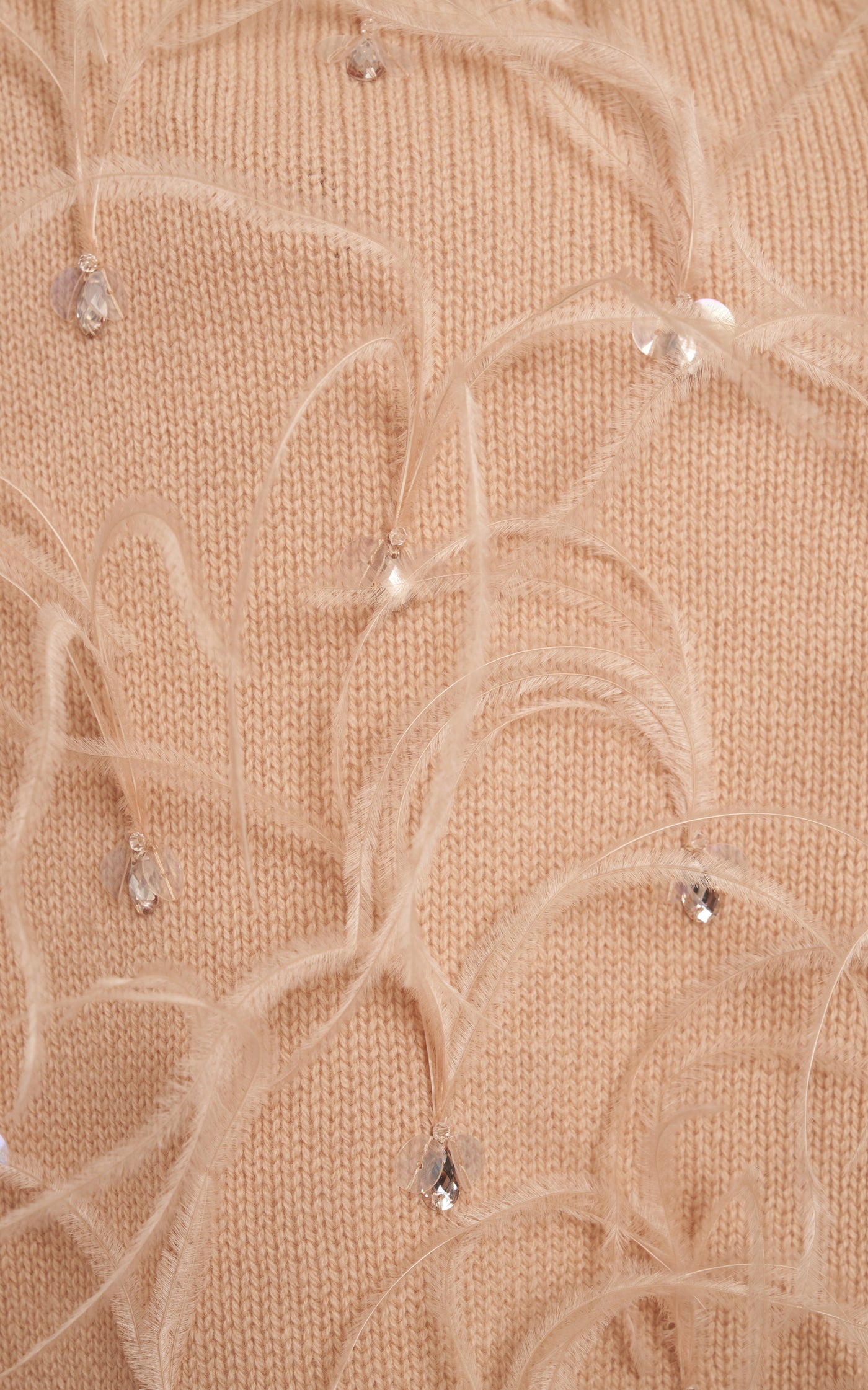 Feather-Detailed Embroidered Wool Sweater