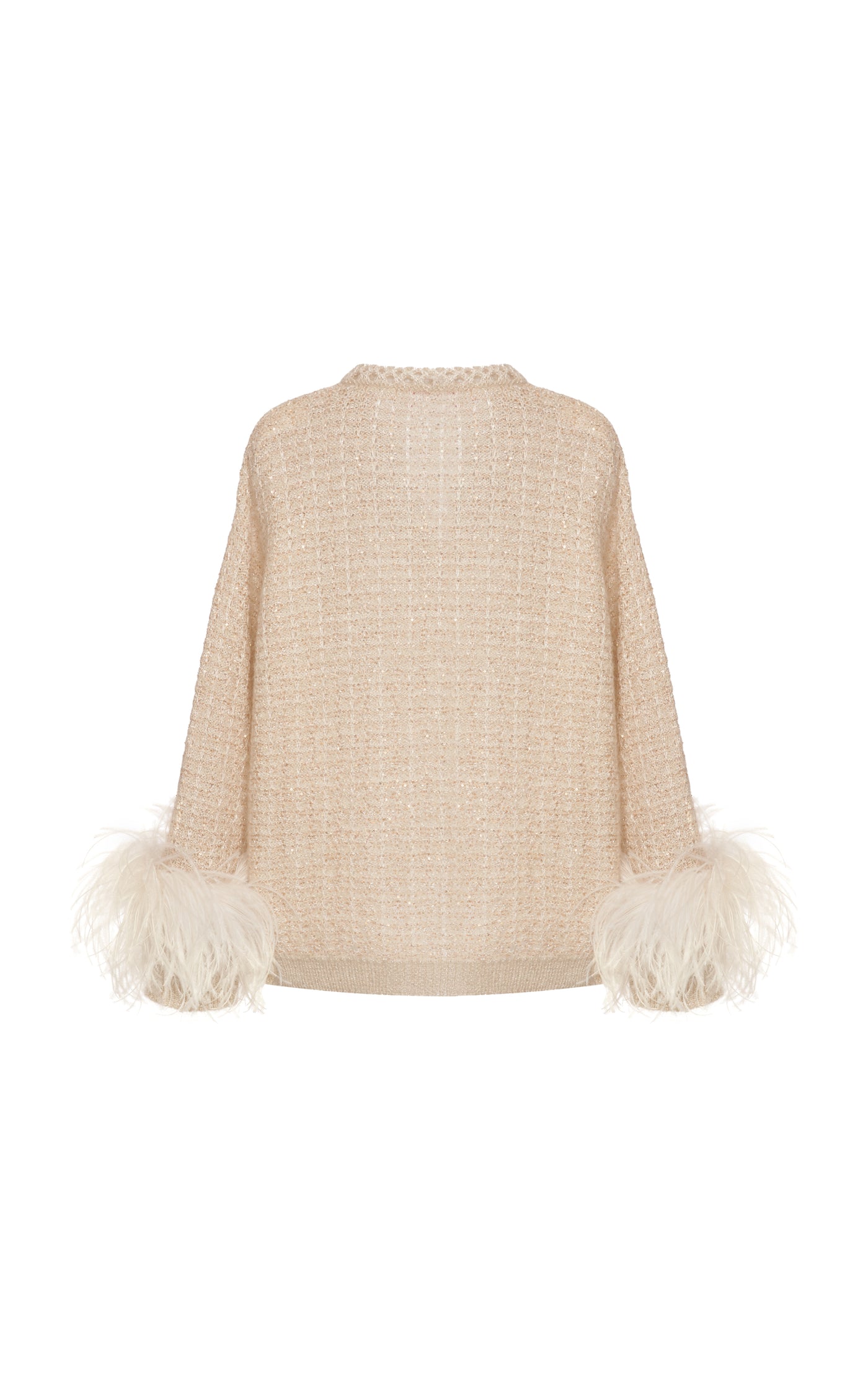 Feather-Trimmed Embroidered Sweater
