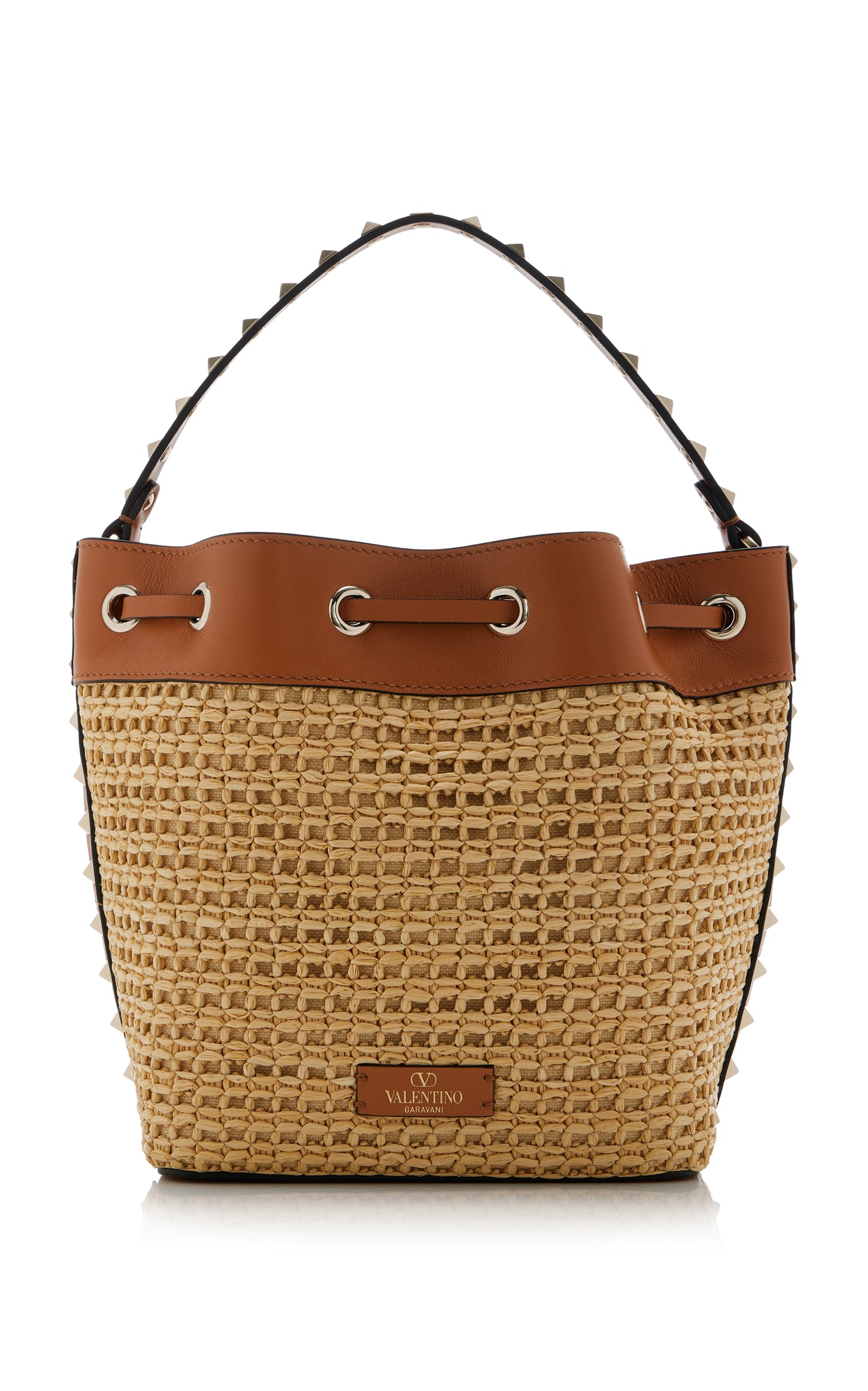 Rockstud Woven Bucket Bag