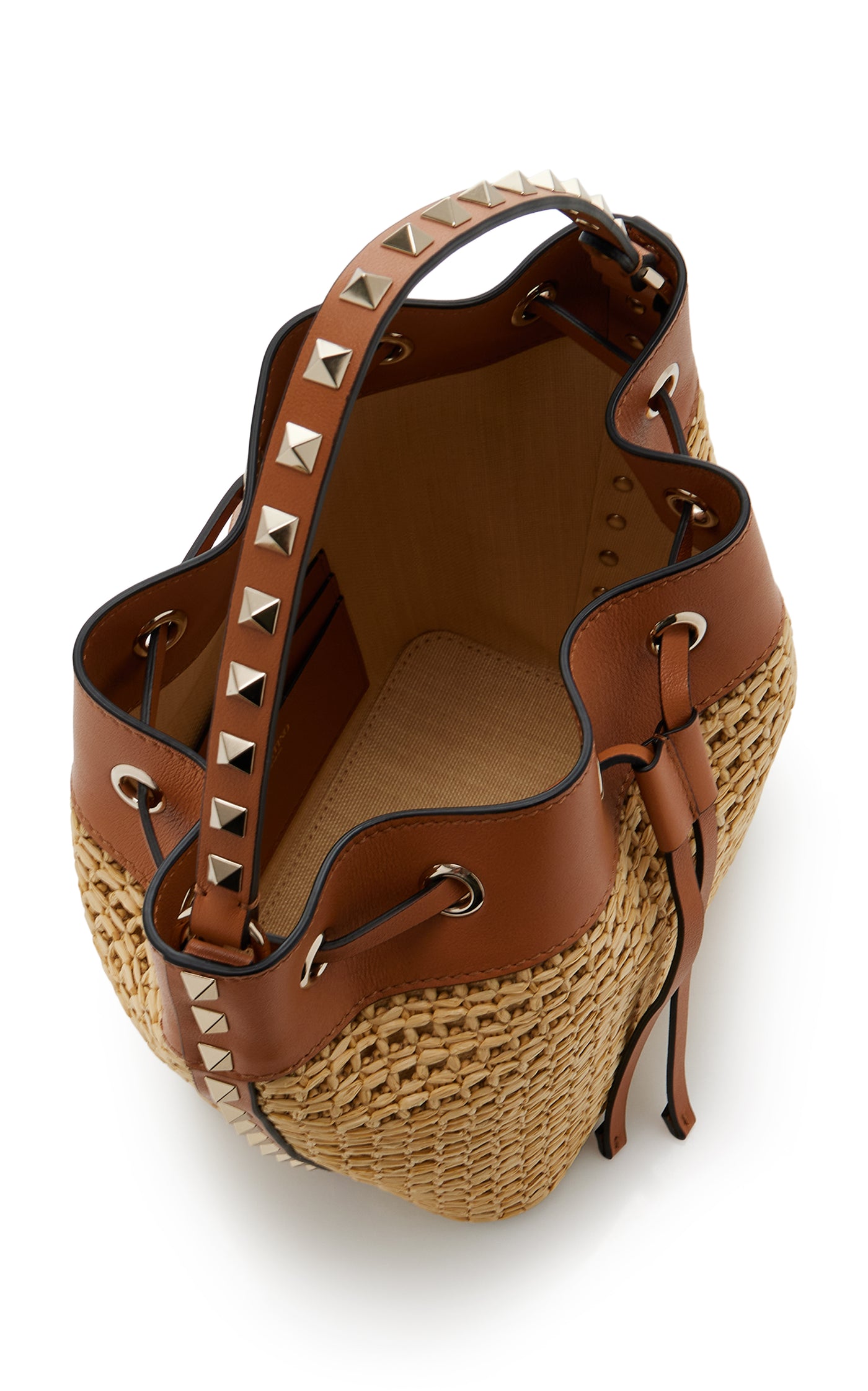 Rockstud Woven Bucket Bag