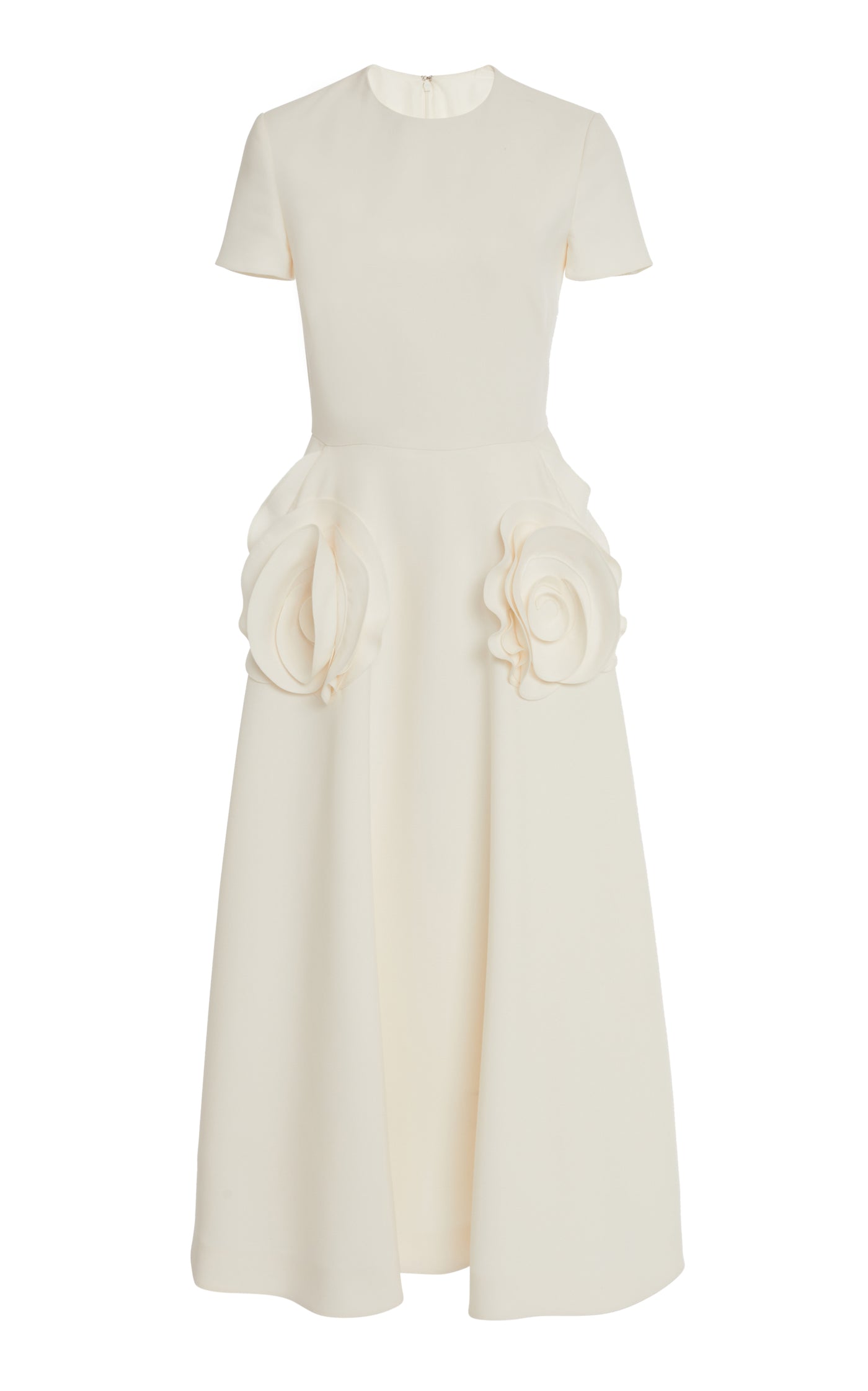 Flower-Detailed Wool-Silk Midi Dress