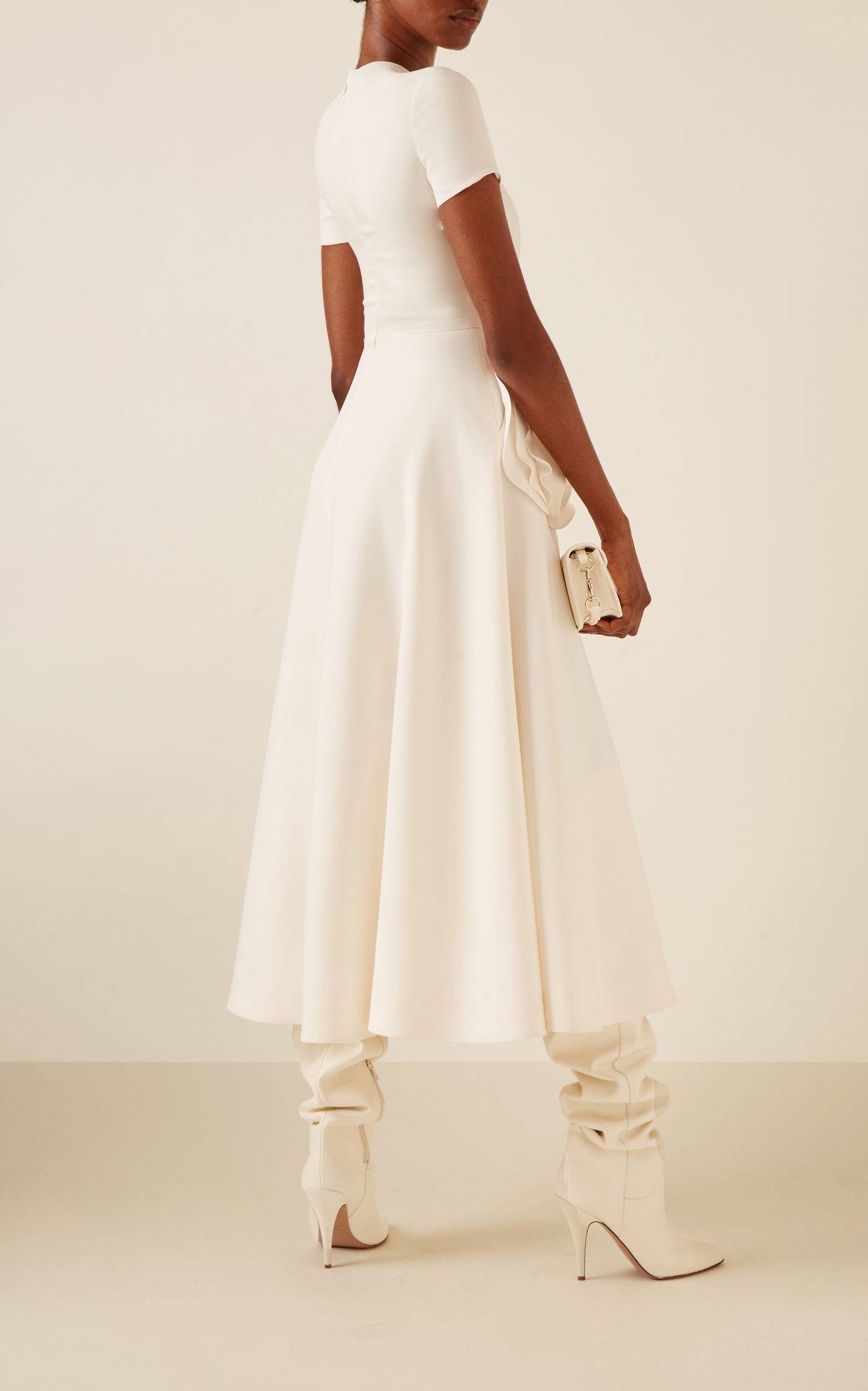 Flower-Detailed Wool-Silk Midi Dress