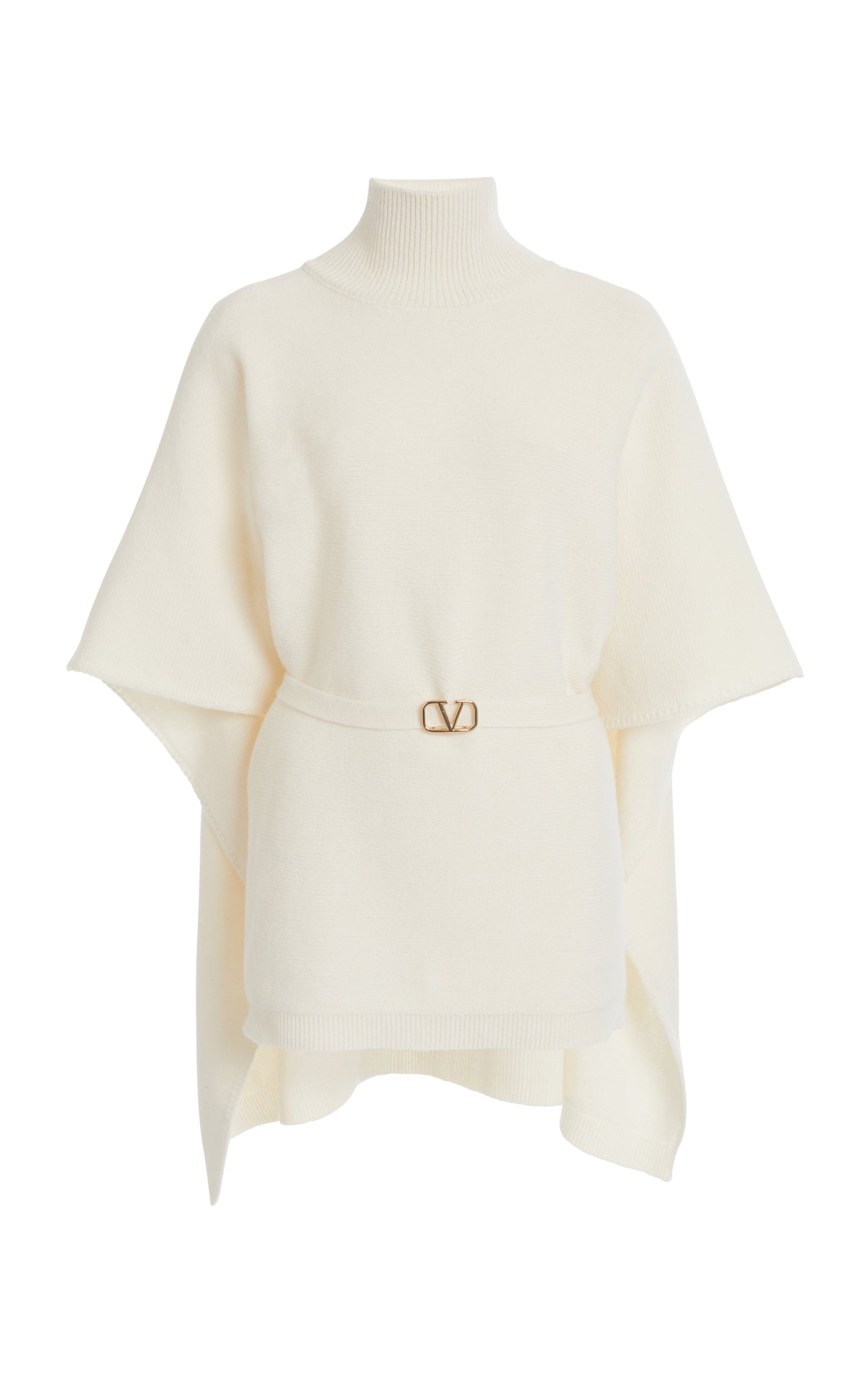 Ruffled Wool Turtleneck Sweater