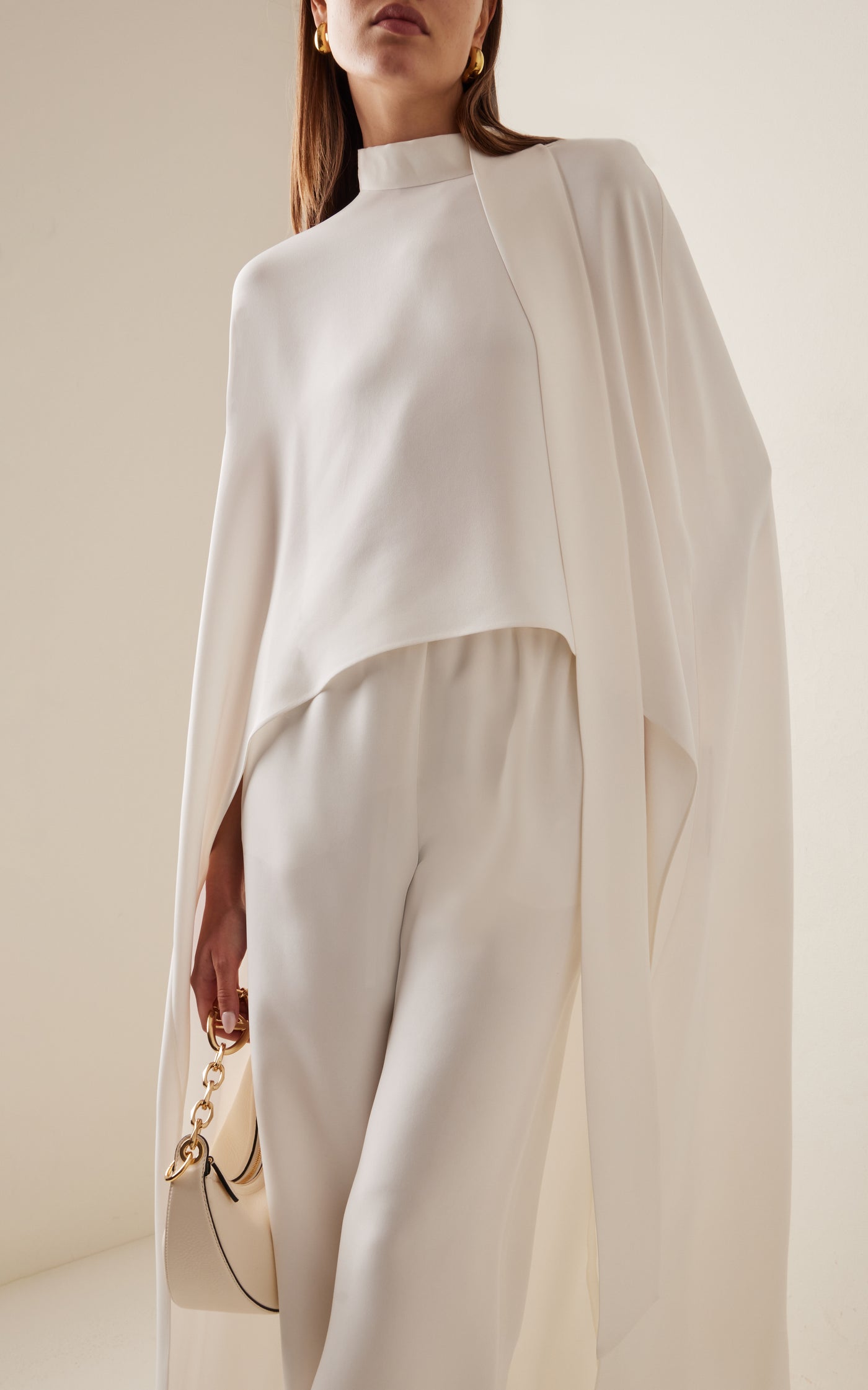 Silk Turtleneck Cape Top