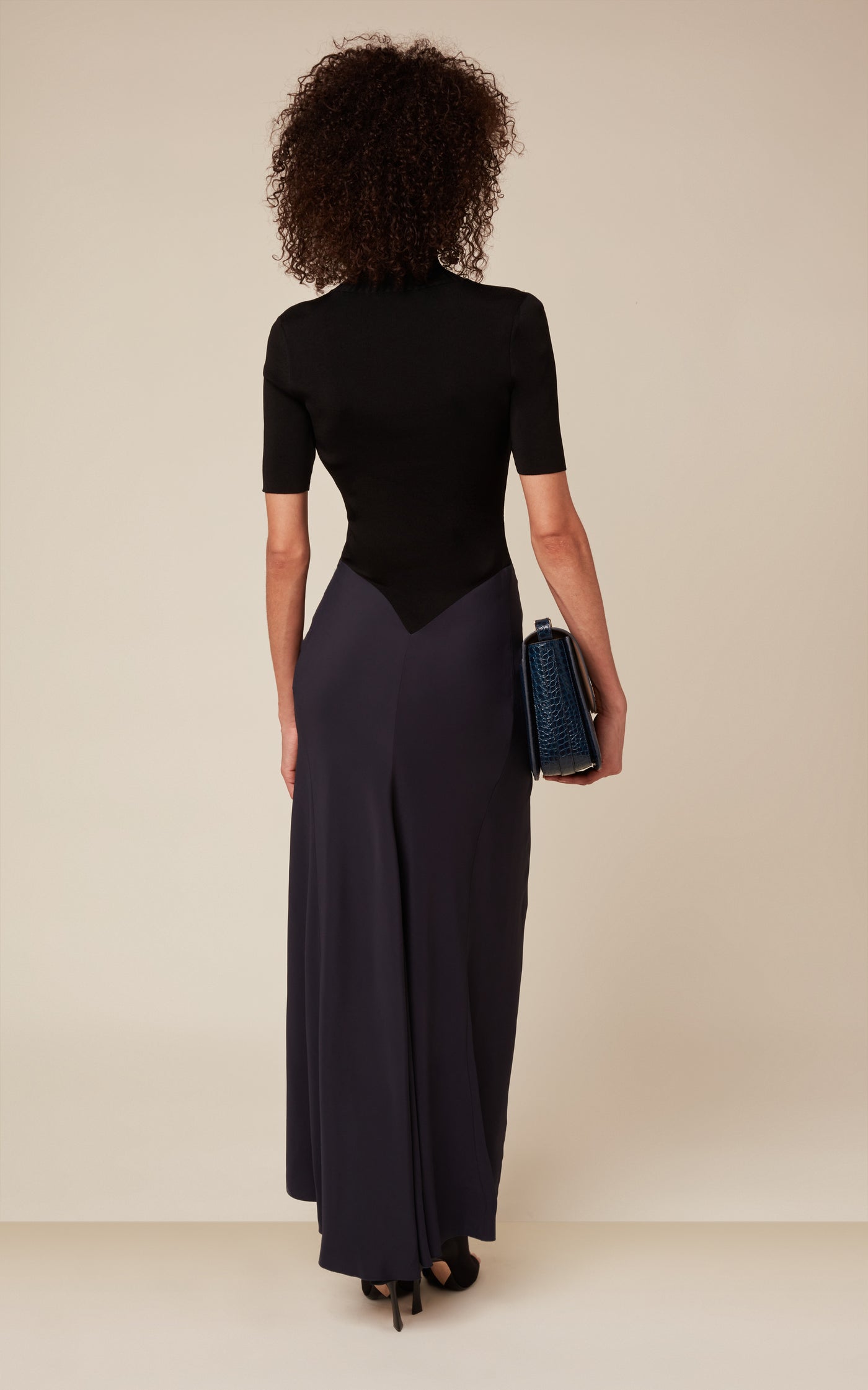 Gathered Turtleneck Midi Dress