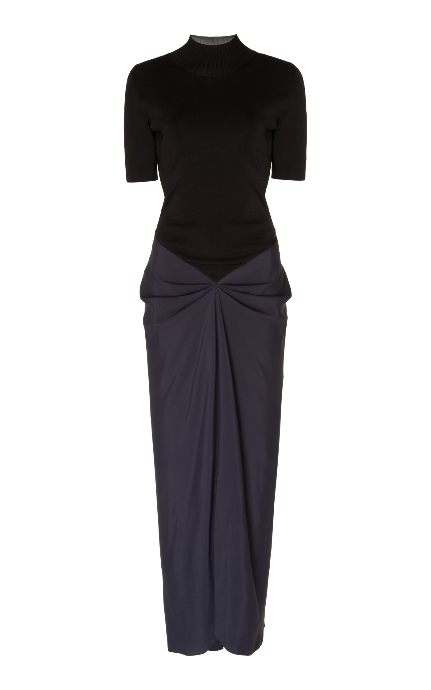 Gathered Turtleneck Midi Dress